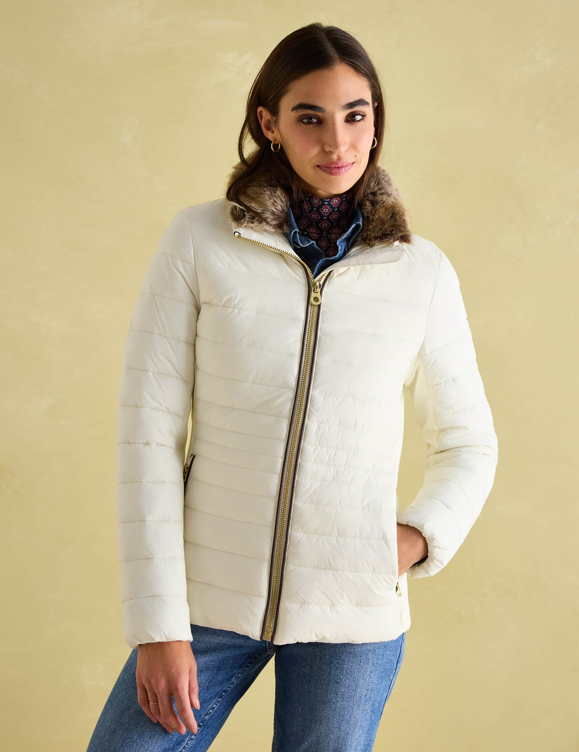 Joules Women's Showerproof Padded Coat - 12 - White, White