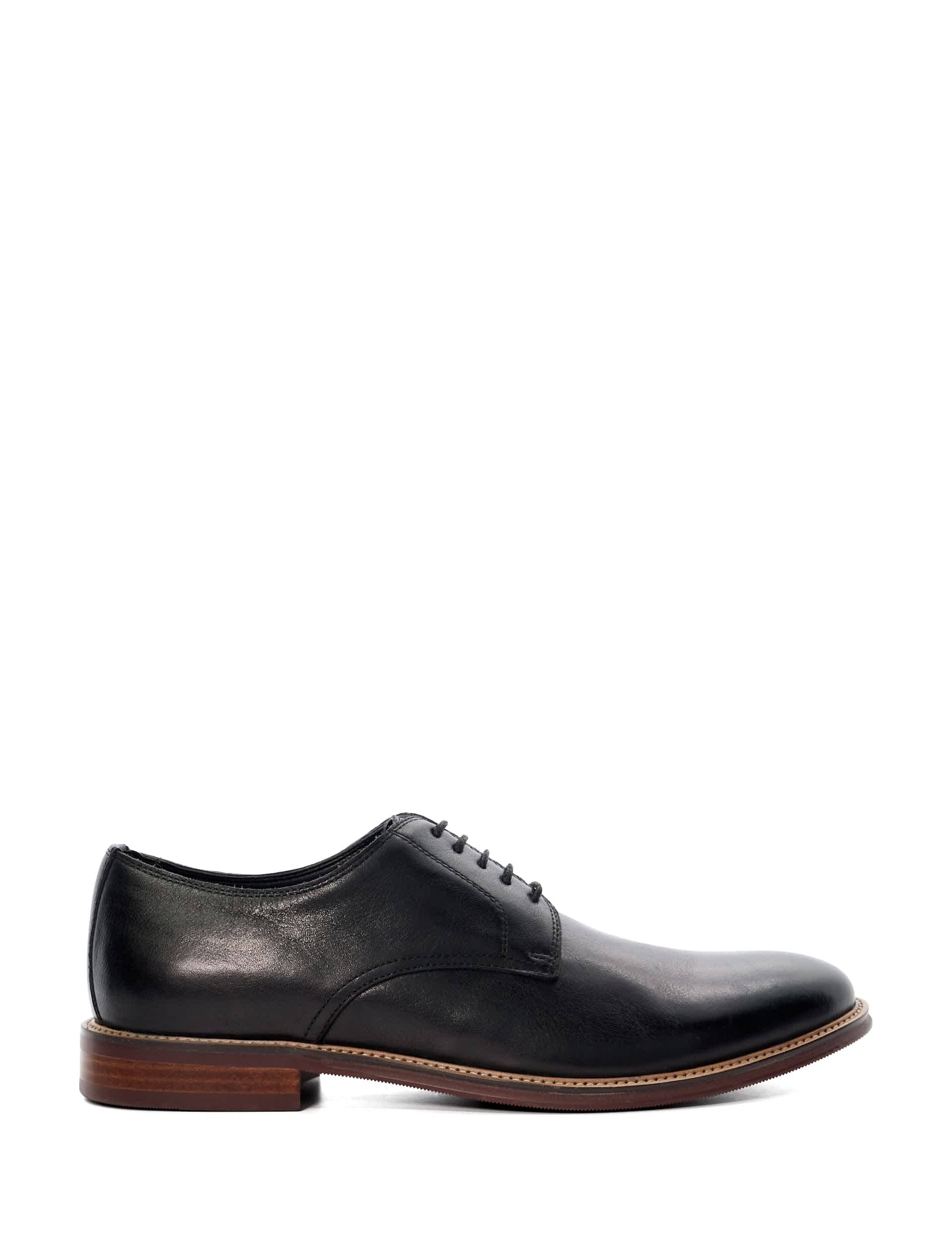 Dune London Men's Wide Fit Leather Derby Shoes - 10 - Black, Black