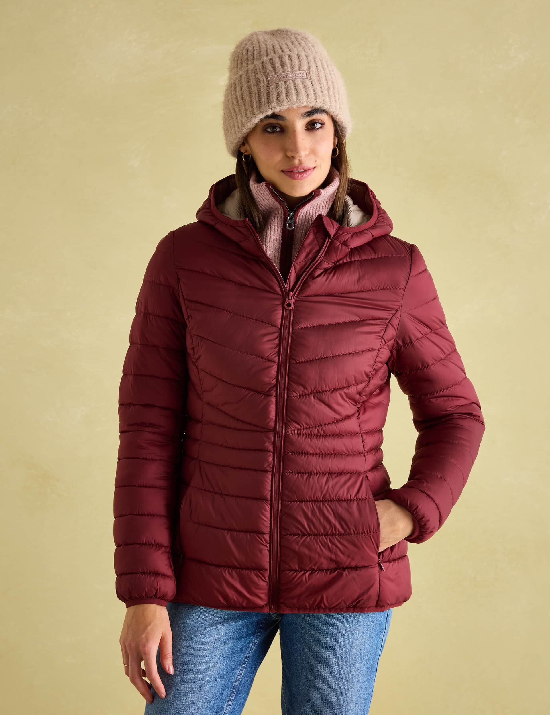 Joules Women's Lightweight Hooded Padded Jacket - 20 - Red, Red,Neutral