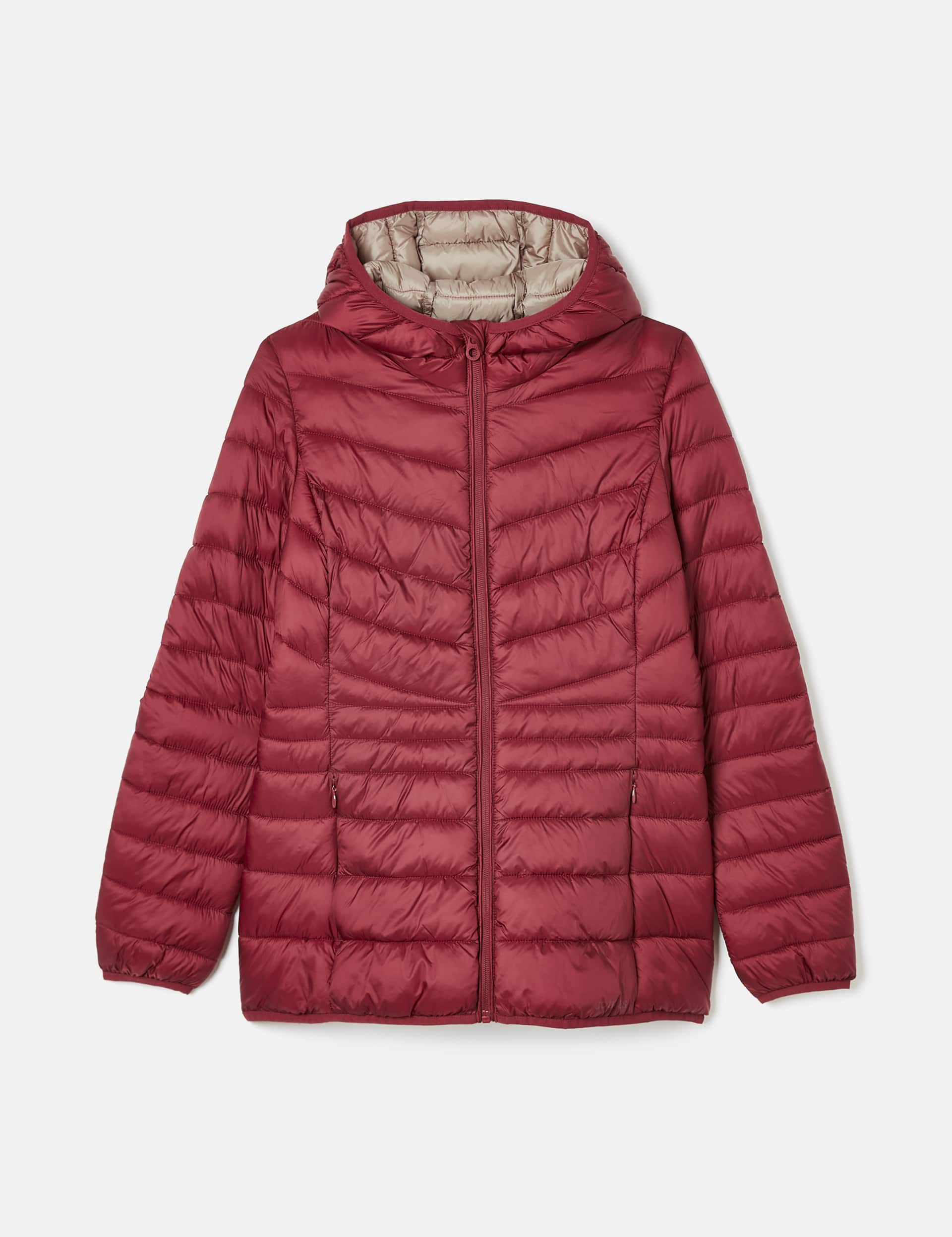 Joules Women's Lightweight Hooded Padded Jacket - 10 - Red, Neutral,Red