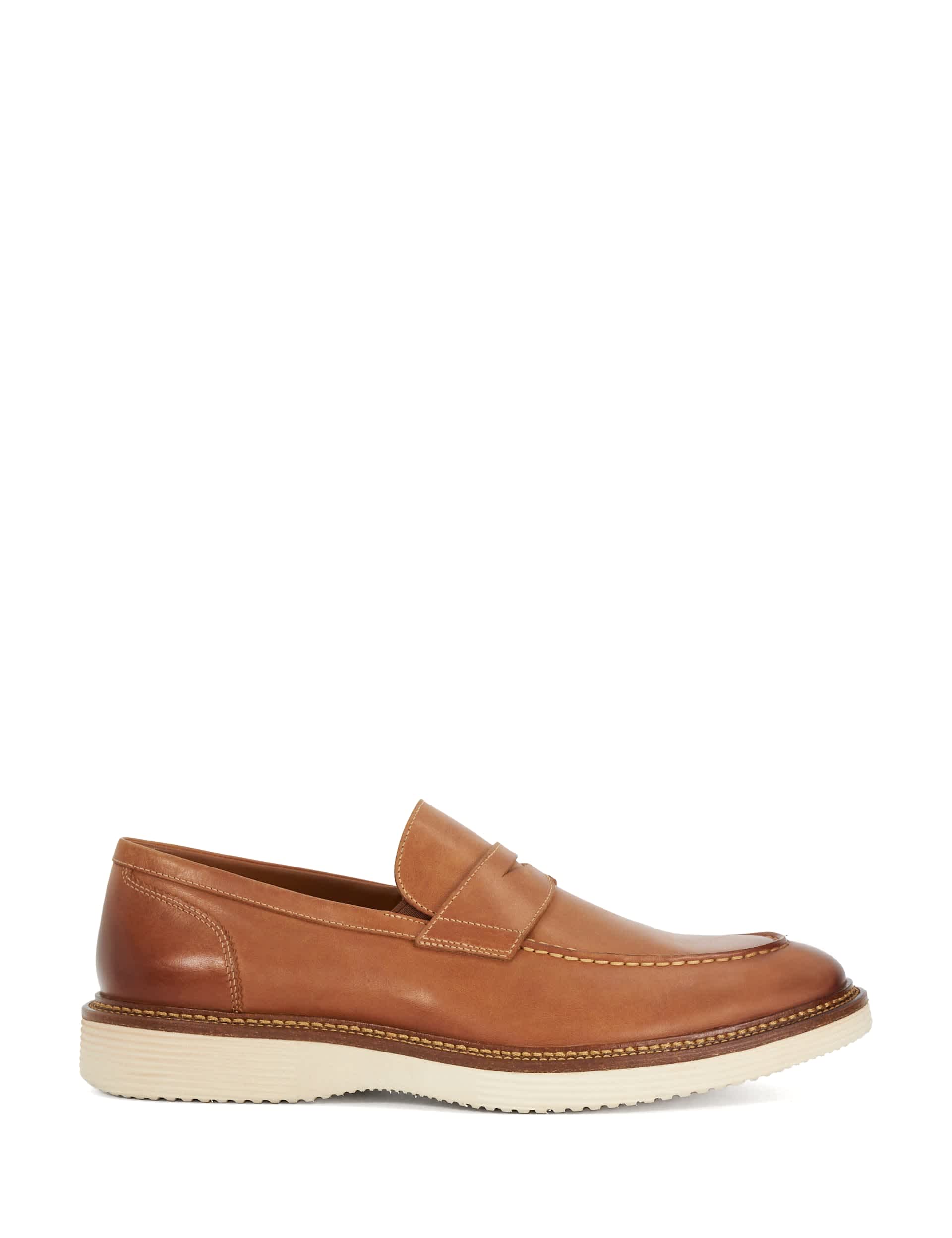 Dune London Men's Leather Penny Loafers - 10 - Tan, Tan