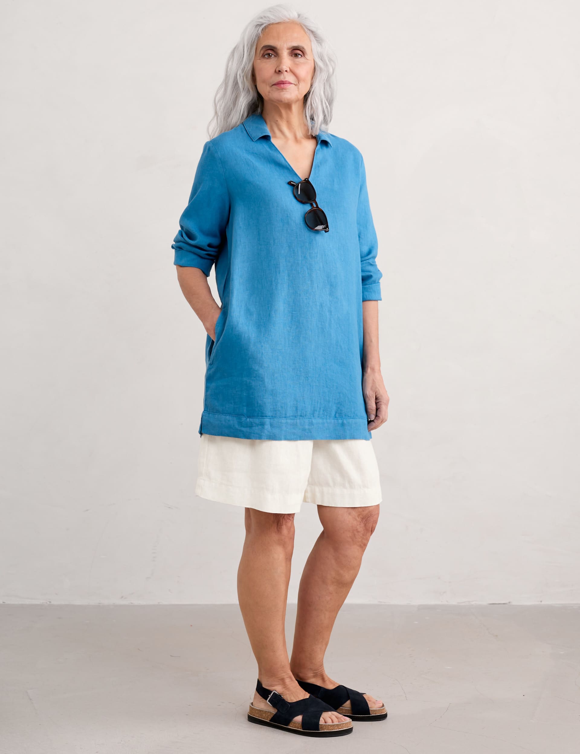 Seasalt Cornwall Women's Pure Linen Tunic - 10 - Blue, Blue