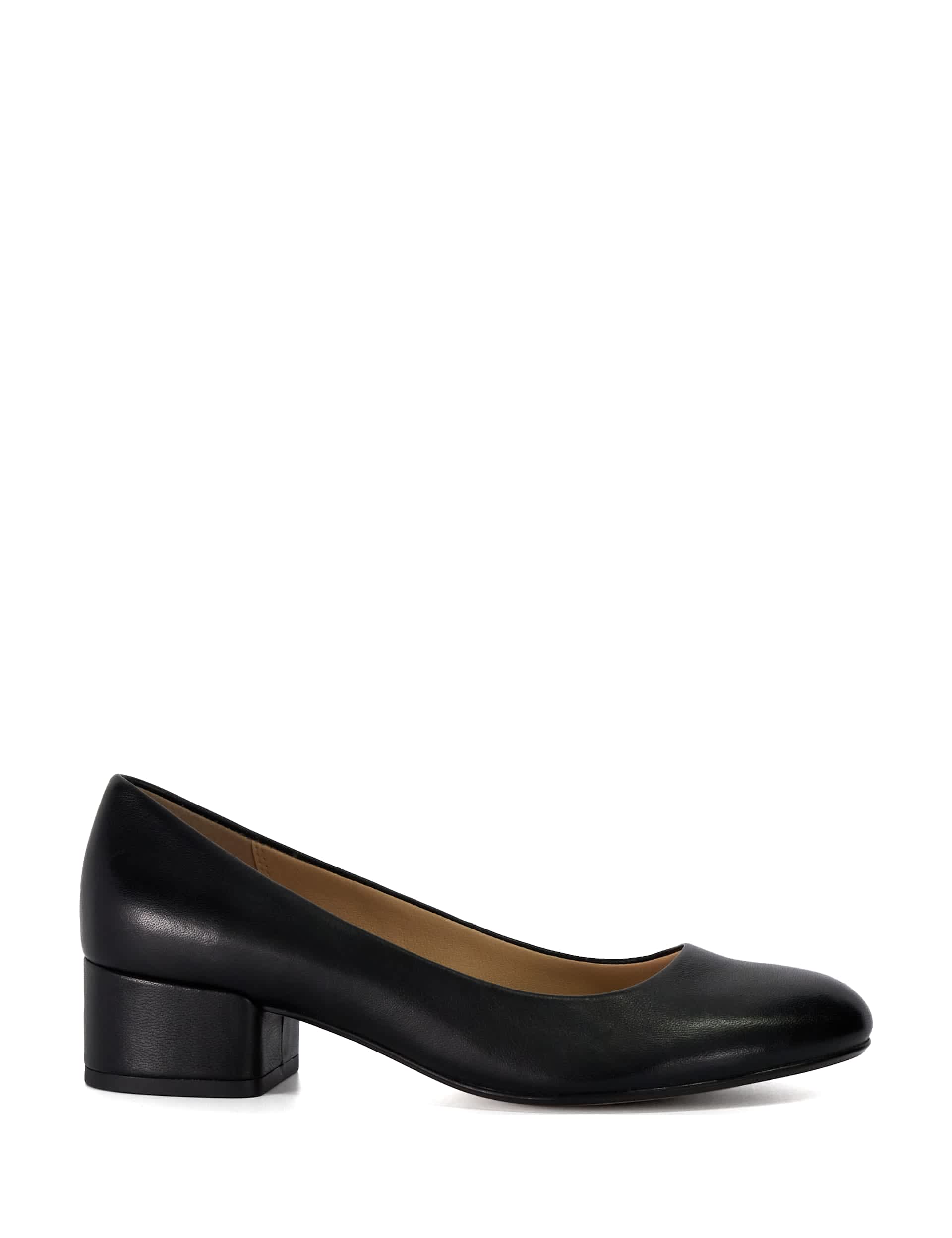 Dune London Women's Leather Block Heel Court Shoes - 3 - Black, Black