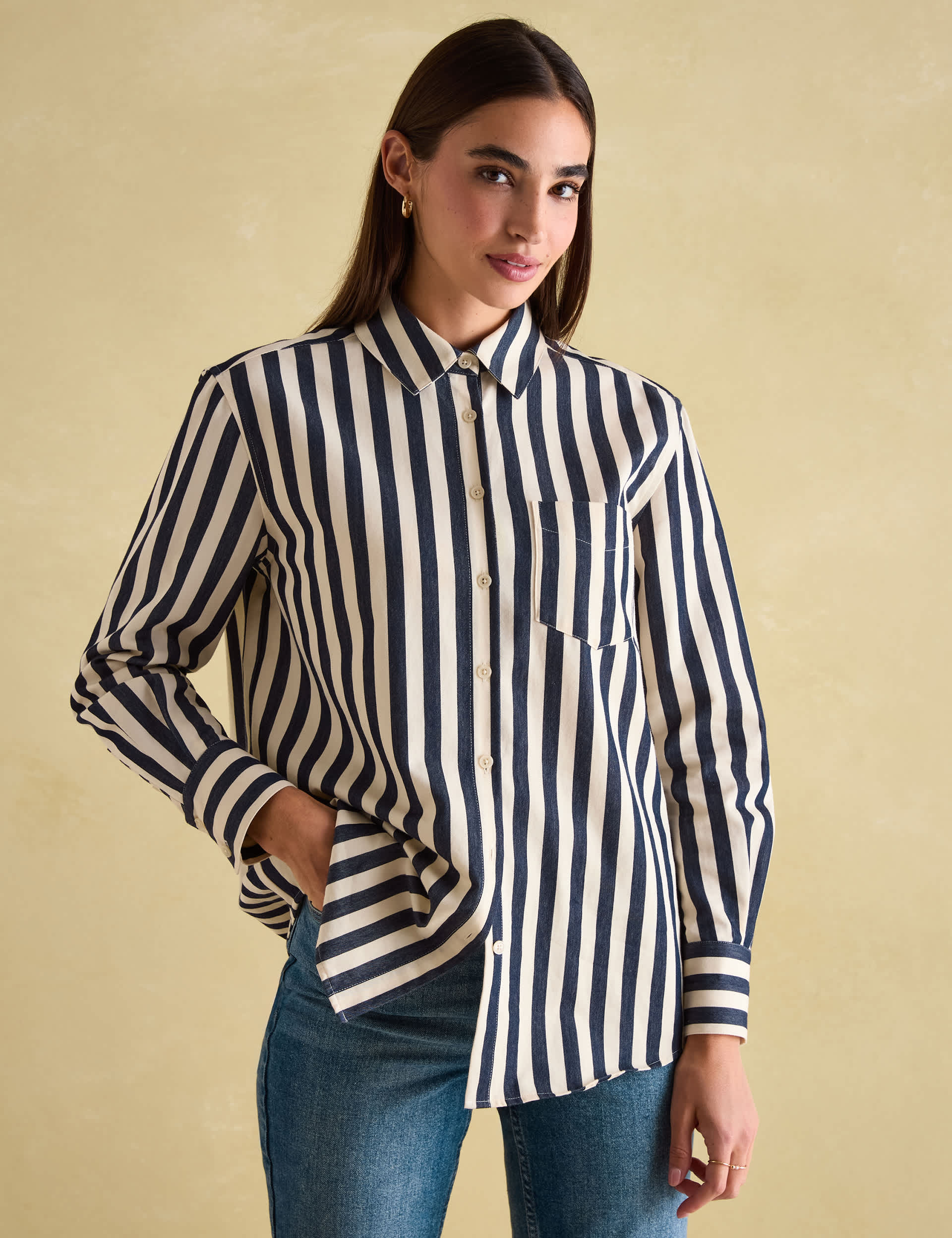 Joules Women's Pure Cotton Striped Shirt - 12 - Navy Mix, Navy Mix