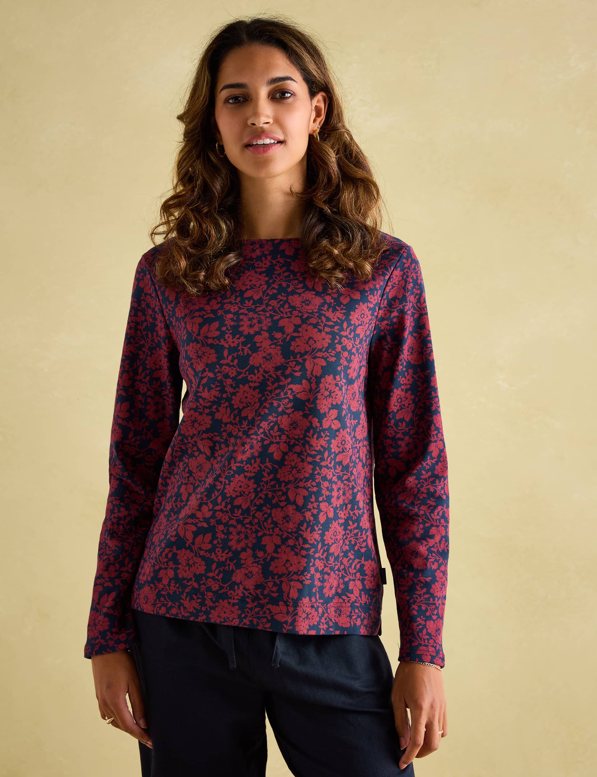 Joules Women's Pure Cotton Printed Top - 6 - Red Mix, Red Mix