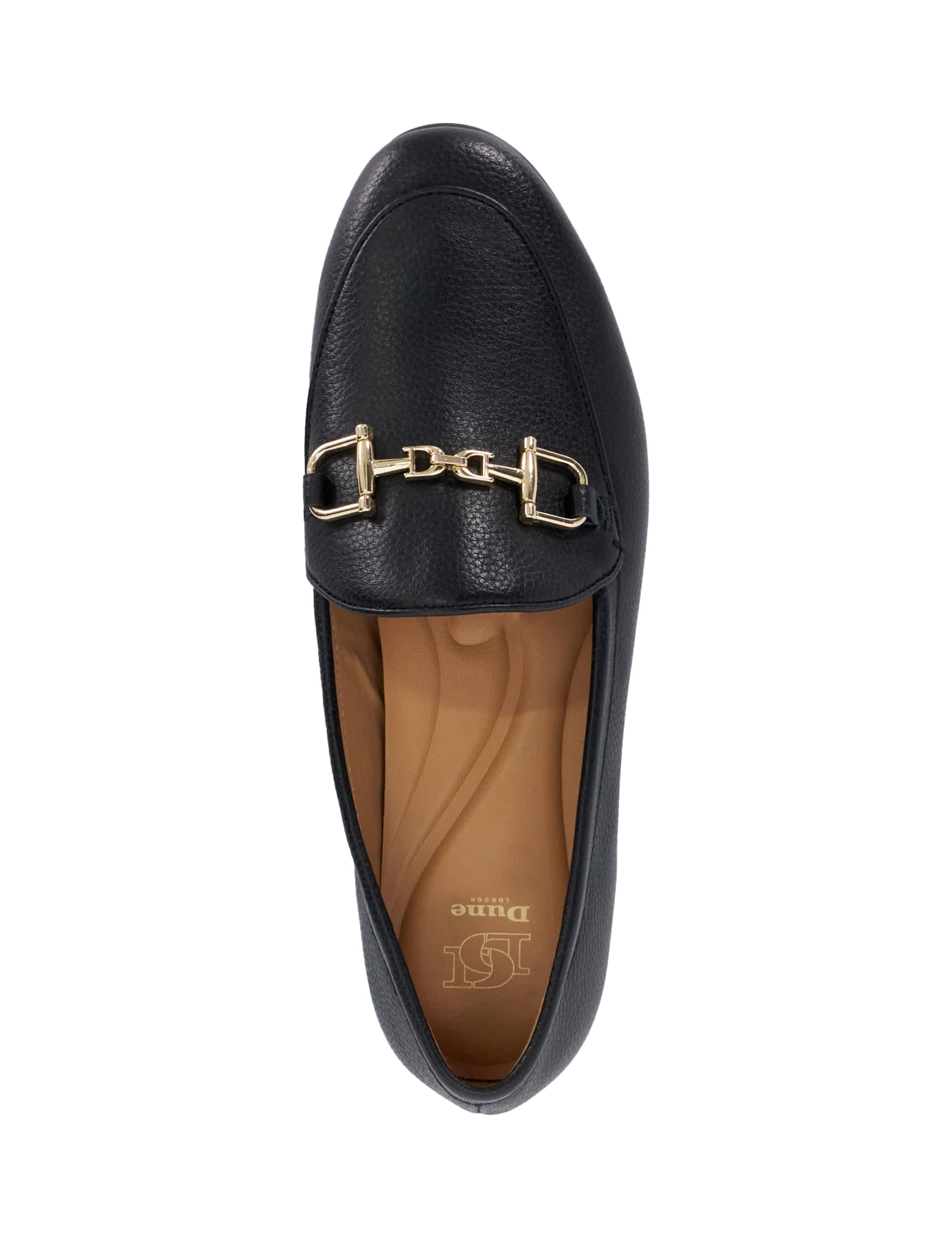 Dune London Women's Wide Fit Leather Bar Flat Loafers - 4 - Black, Black,Camel