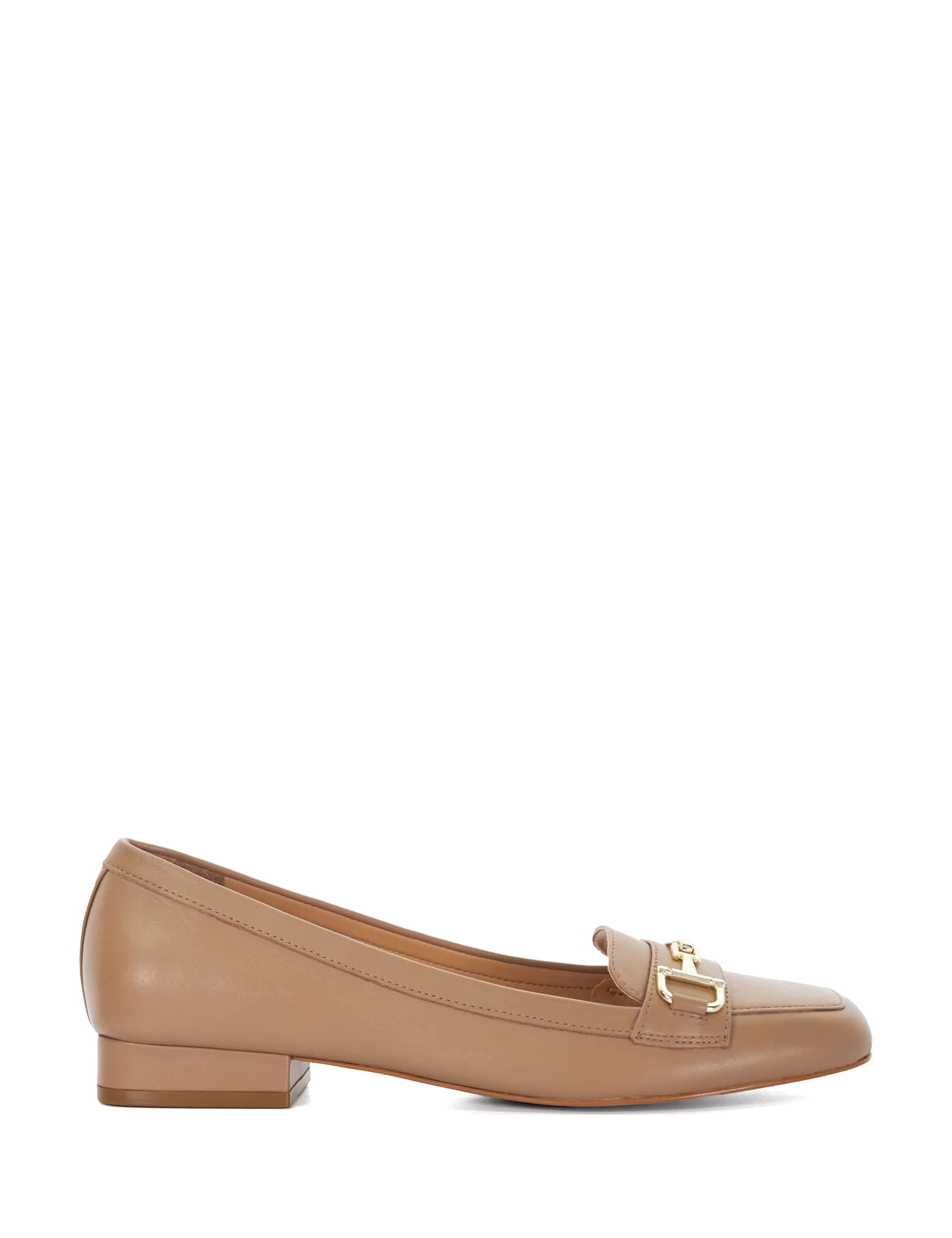 Dune London Women's Leather Block Heel Loafers - 6 - Camel, Camel