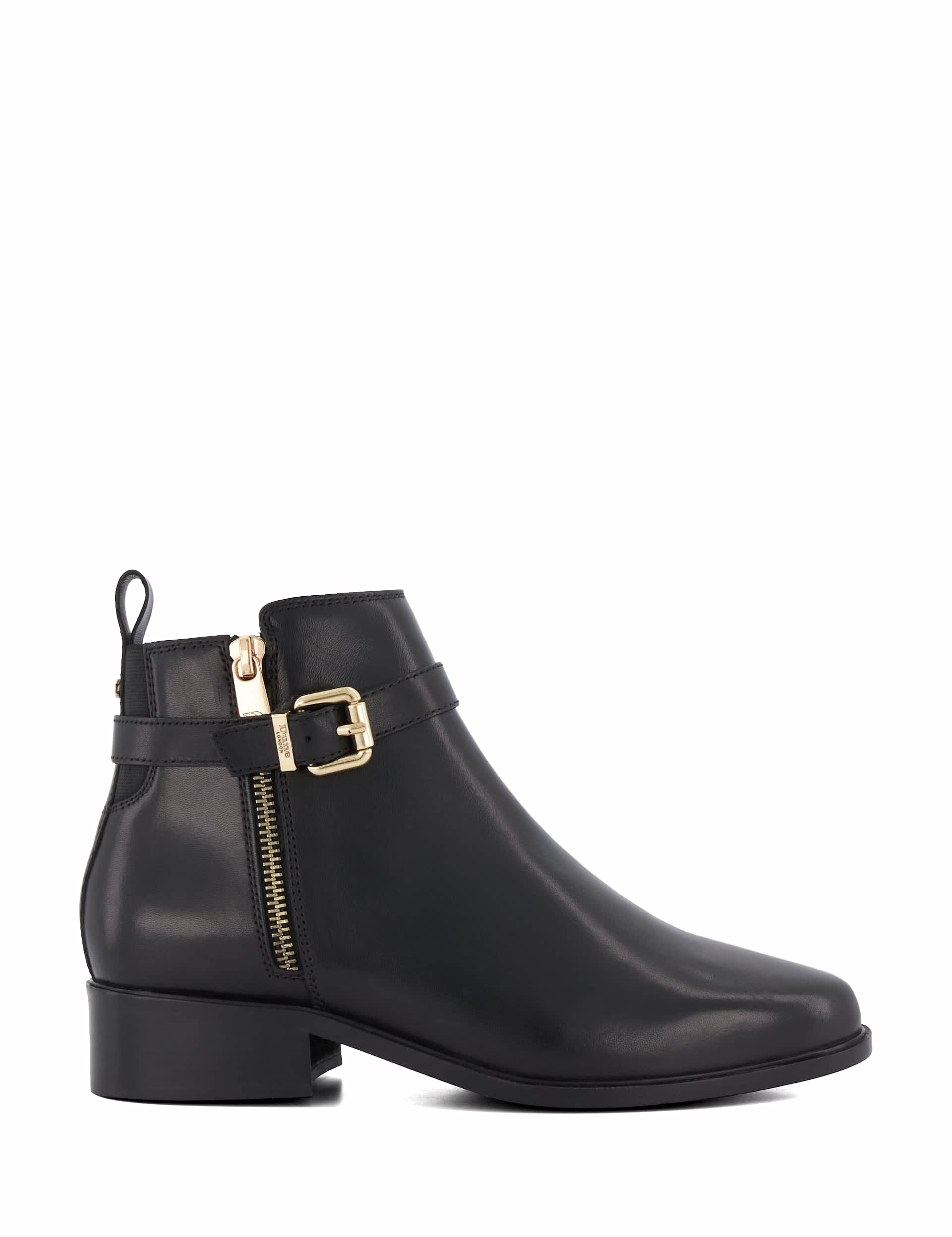 Dune London Women's Leather Buckle Ankle Boots - 5 - Black, Black,Tan