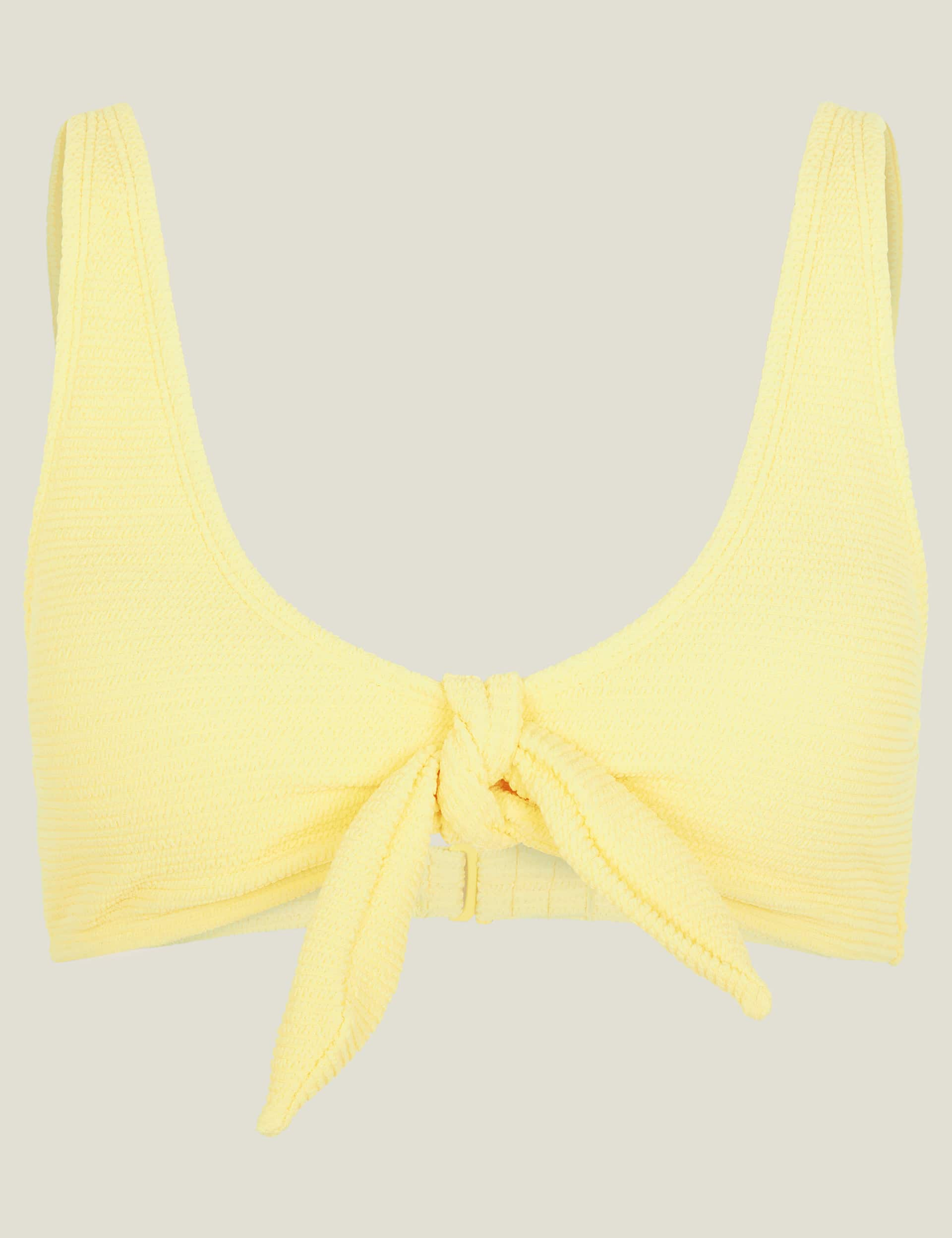 Accessorize Women's Textured Padded Tie Detail Bikini Top - 14 - Yellow, Yellow,Blue