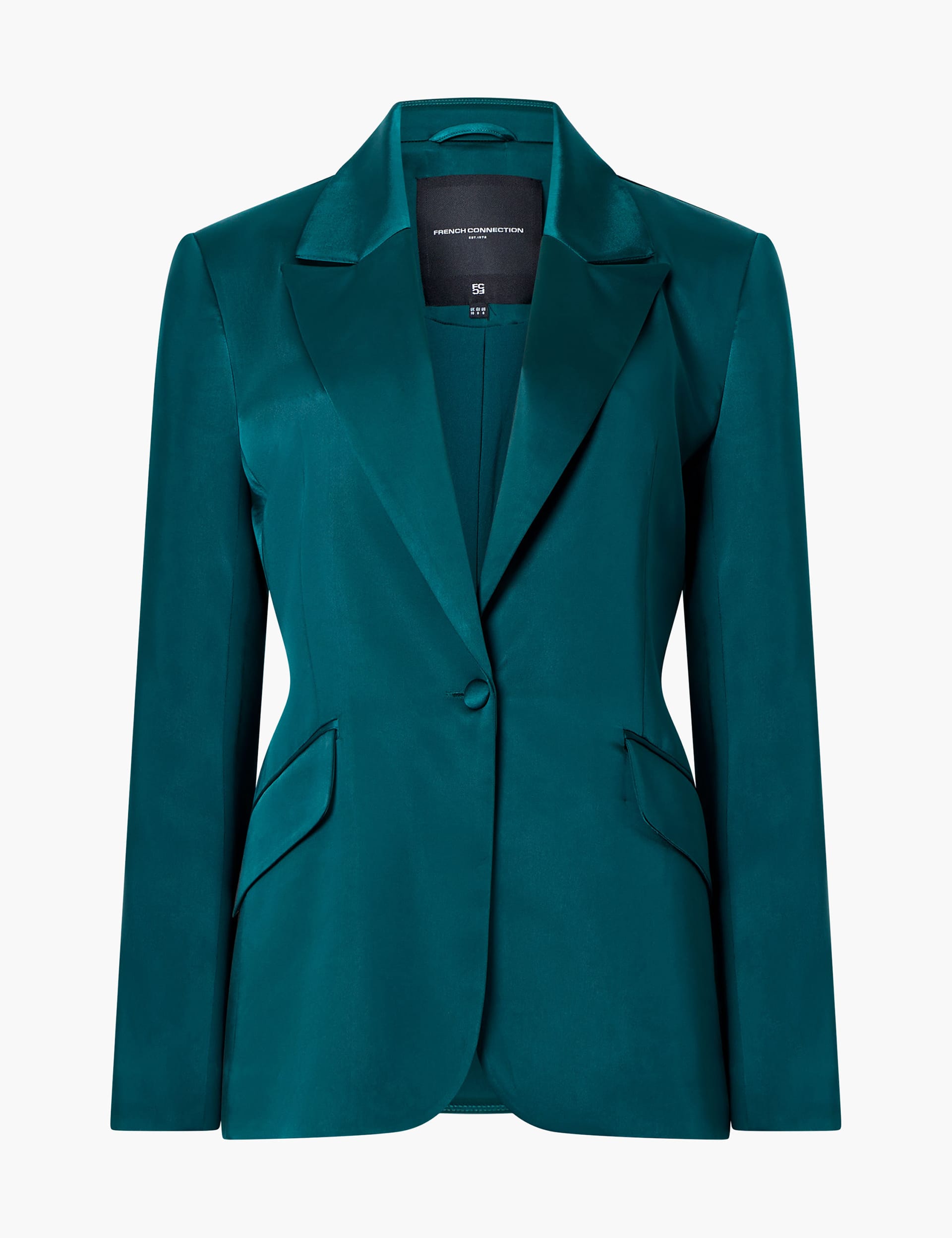 French Connection Women's Satin Single Breasted Blazer - M - Green, Green