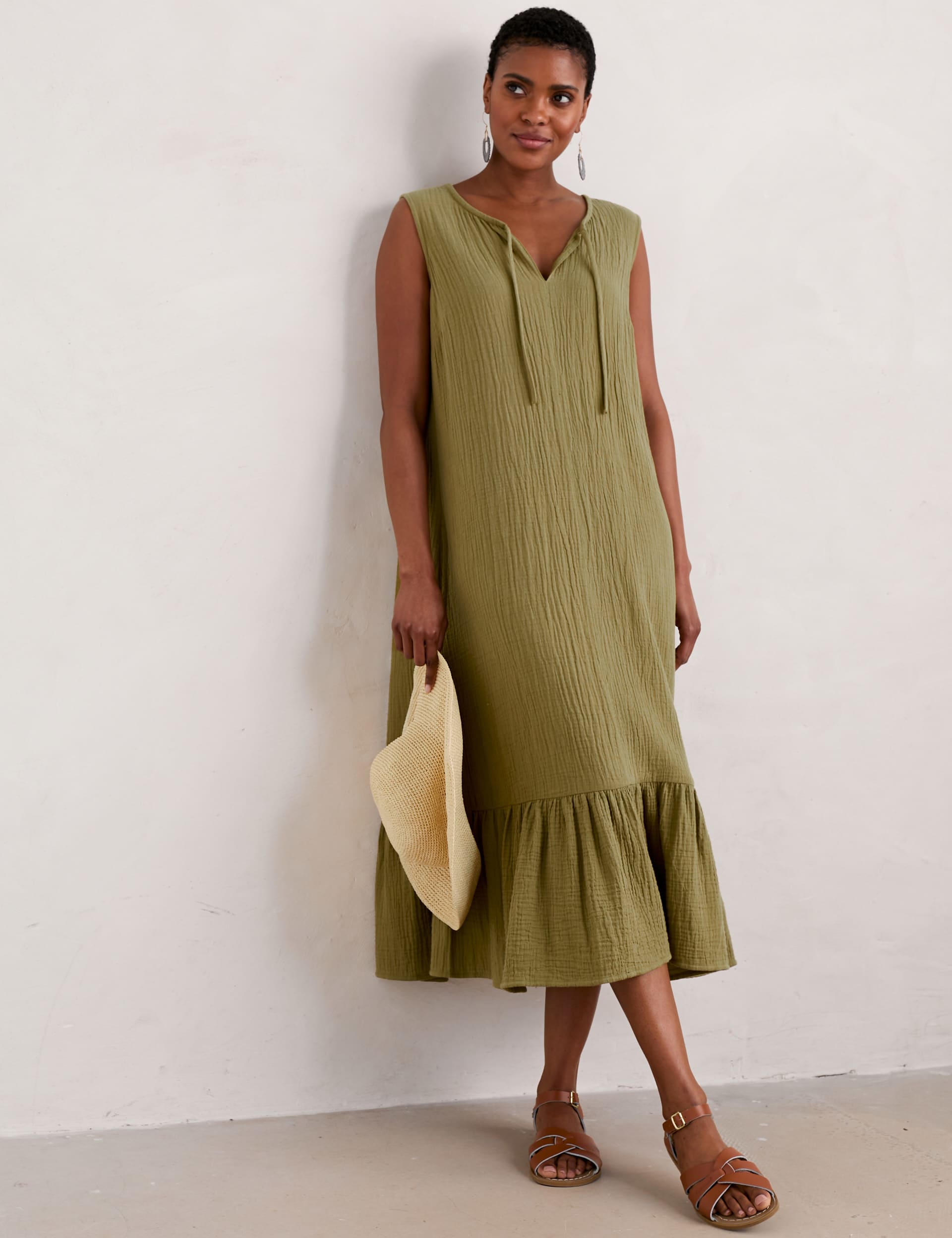 Seasalt Cornwall Women's Pure Cotton Crinkle Midaxi Dress