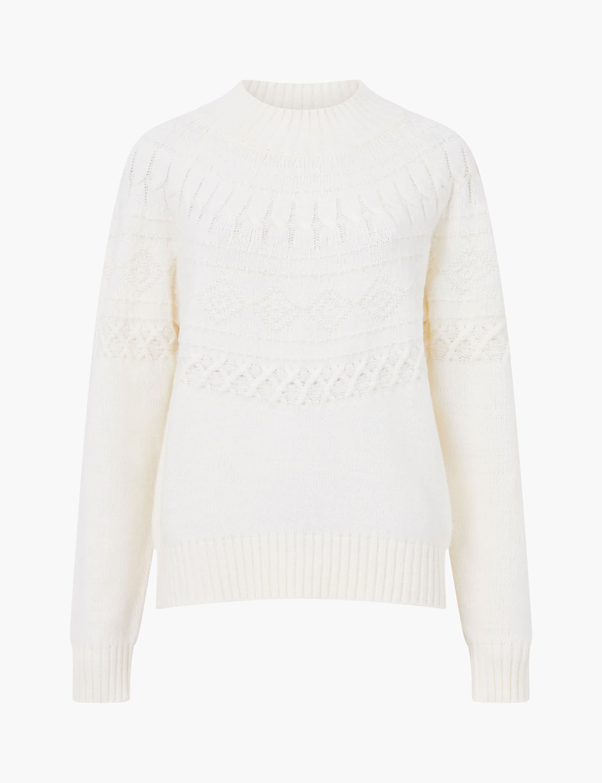 French Connection Women's Cable Knit Round Neck Jumper - Cream, Cream