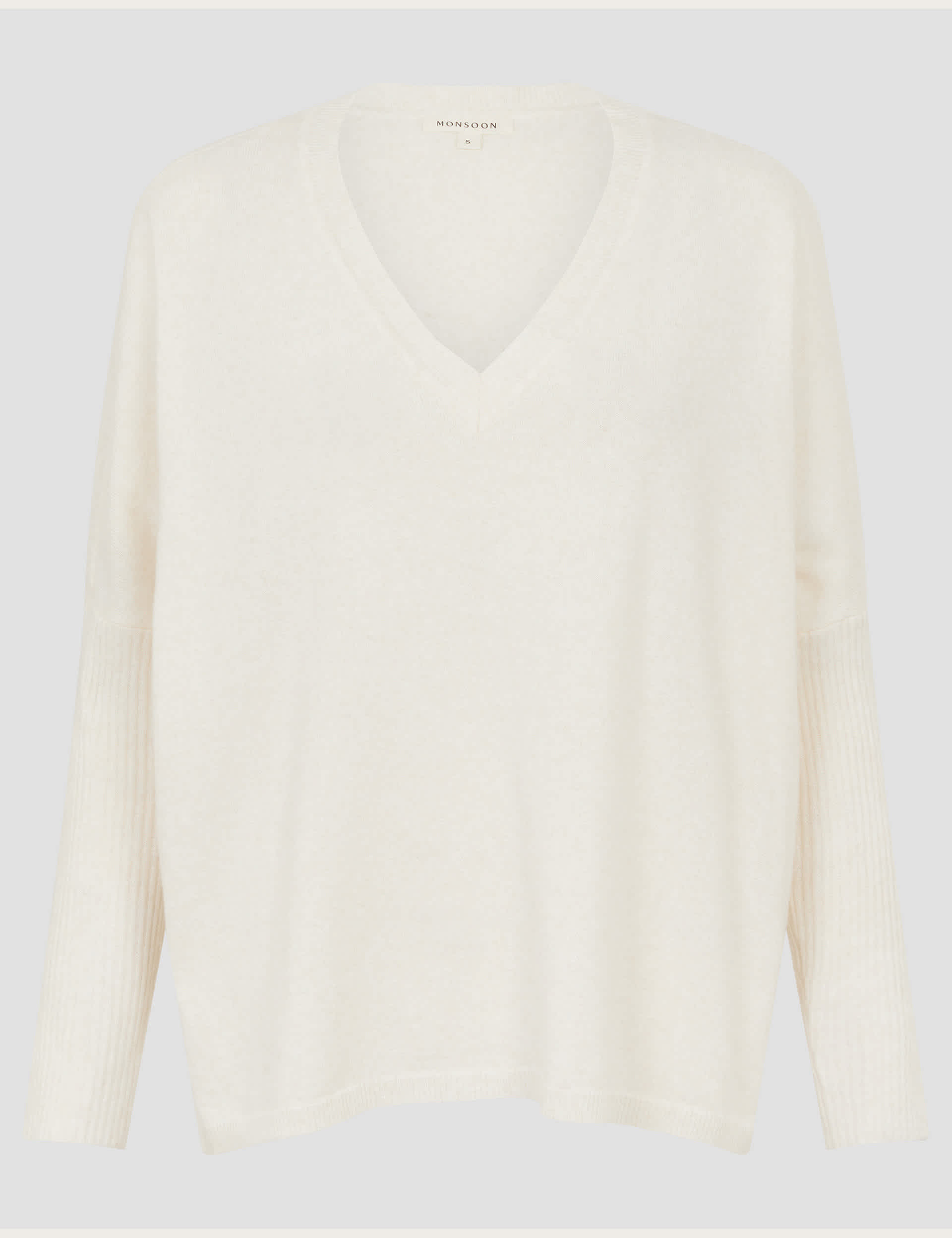 Monsoon Women's V-Neck Split Hem Jumper - Ivory, Ivory