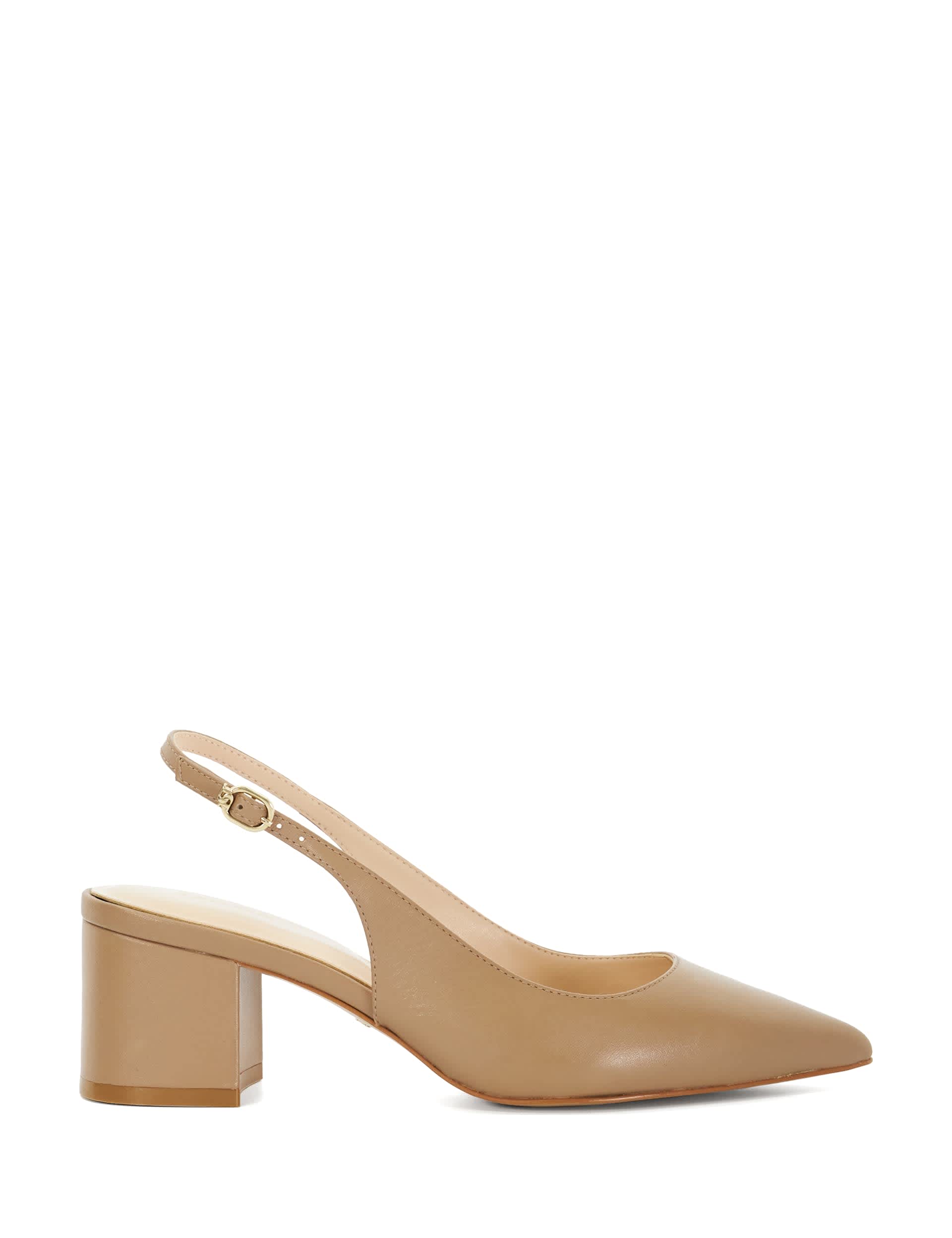 Dune London Women's Leather Block Heel Slingback Court Shoes - 6 - Camel, Burgundy,Camel