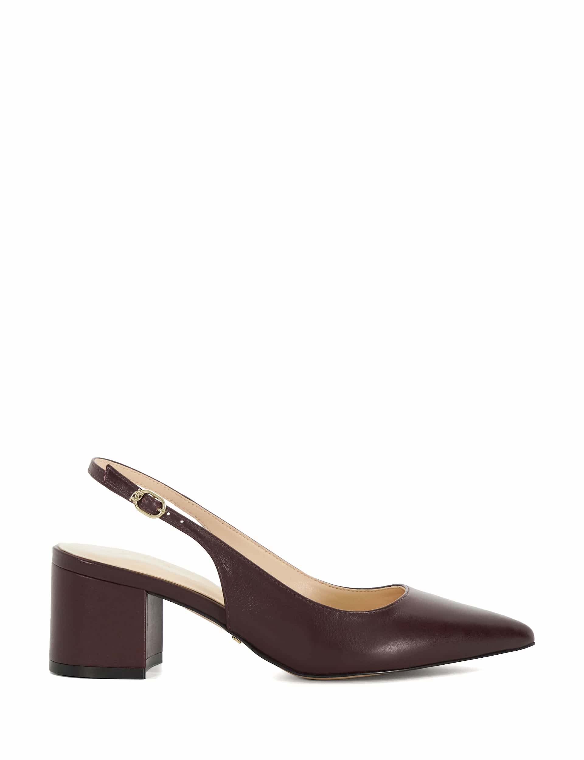 Dune London Women's Leather Block Heel Slingback Court Shoes - 6 - Burgundy, Burgundy,Camel