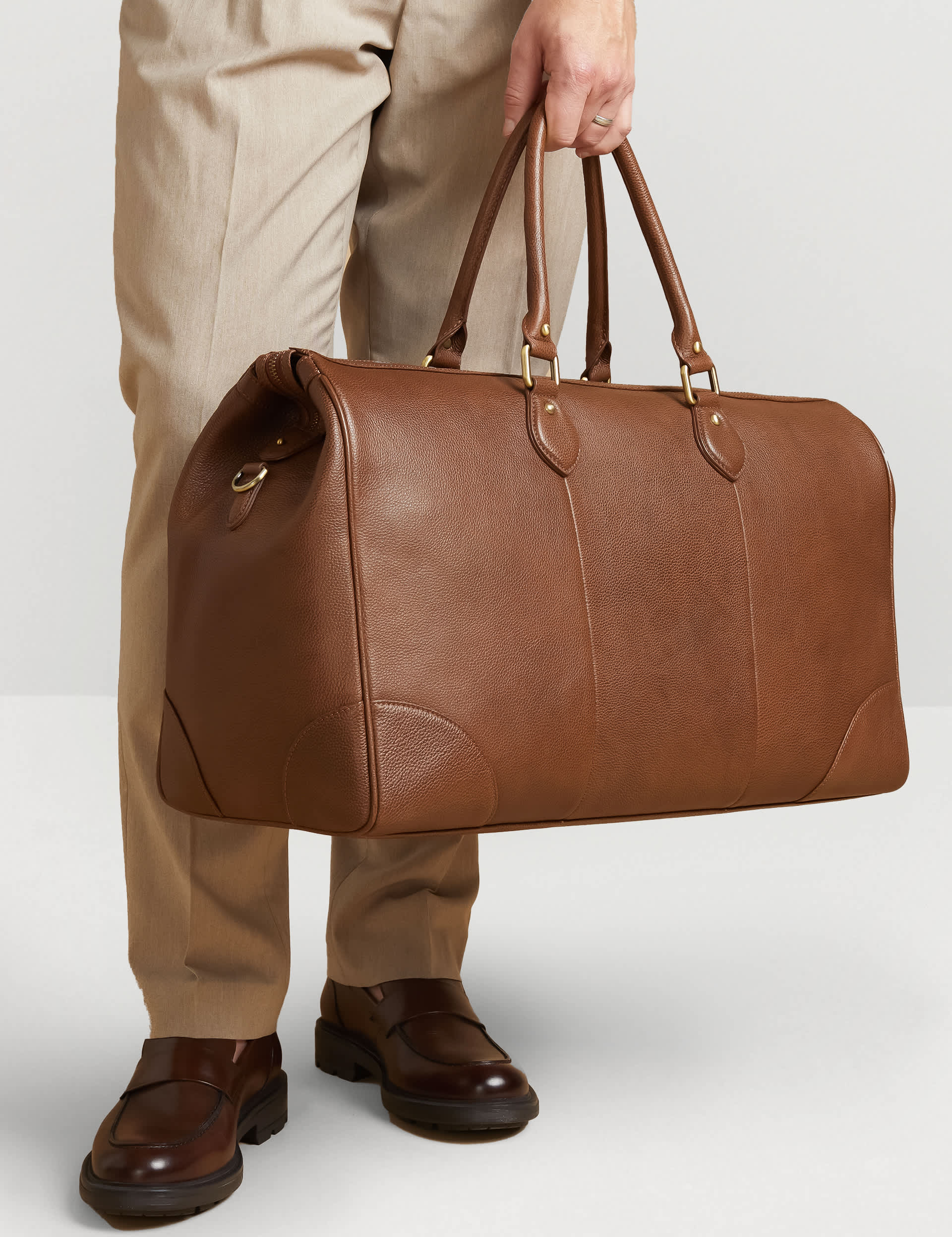 Jones Bootmaker Men's Leather Weekend Bag - Tan, Tan