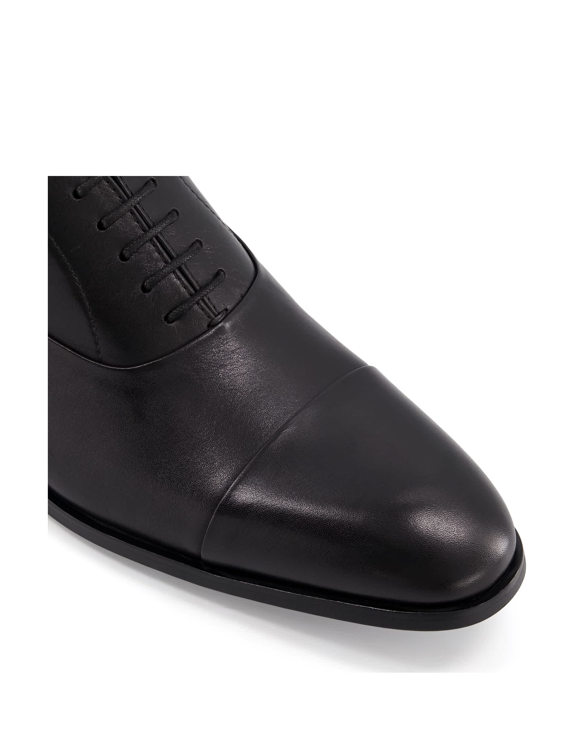 Dune London Men's Wide Fit Leather Oxford Shoes - 10 - Black, Black