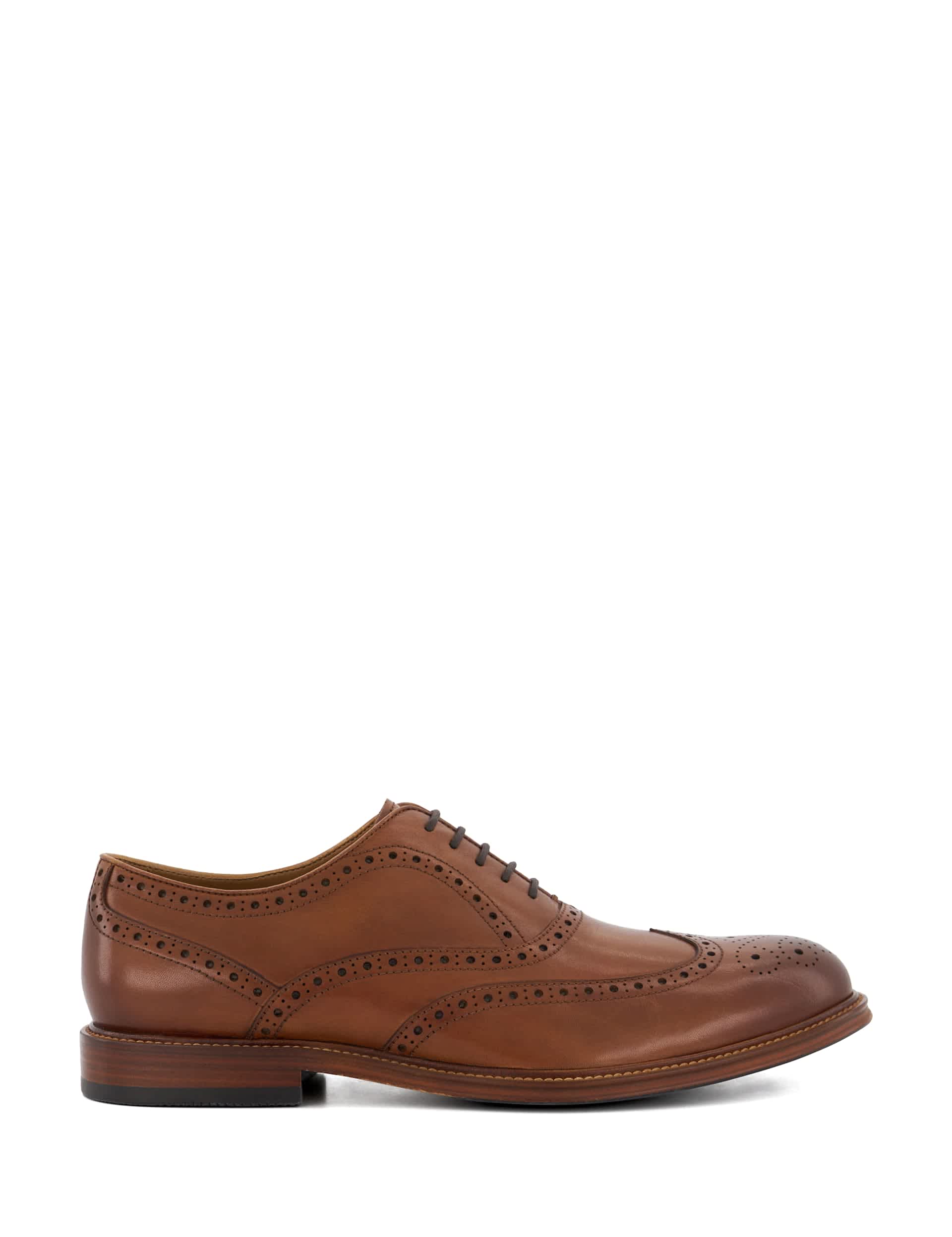 Dune London Men's Wide Fit Leather Brogues - 9 - Tan, Tan