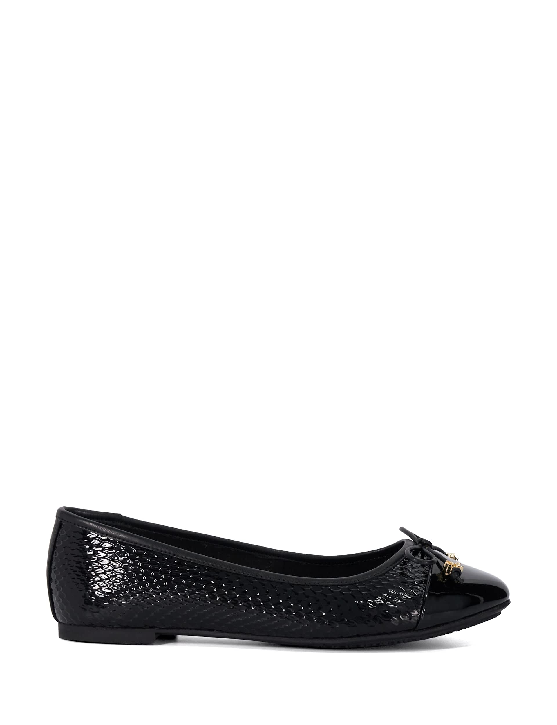 Dune London Women's Wide Fit Textured Flat Ballet Pumps - 6 - Black, Black