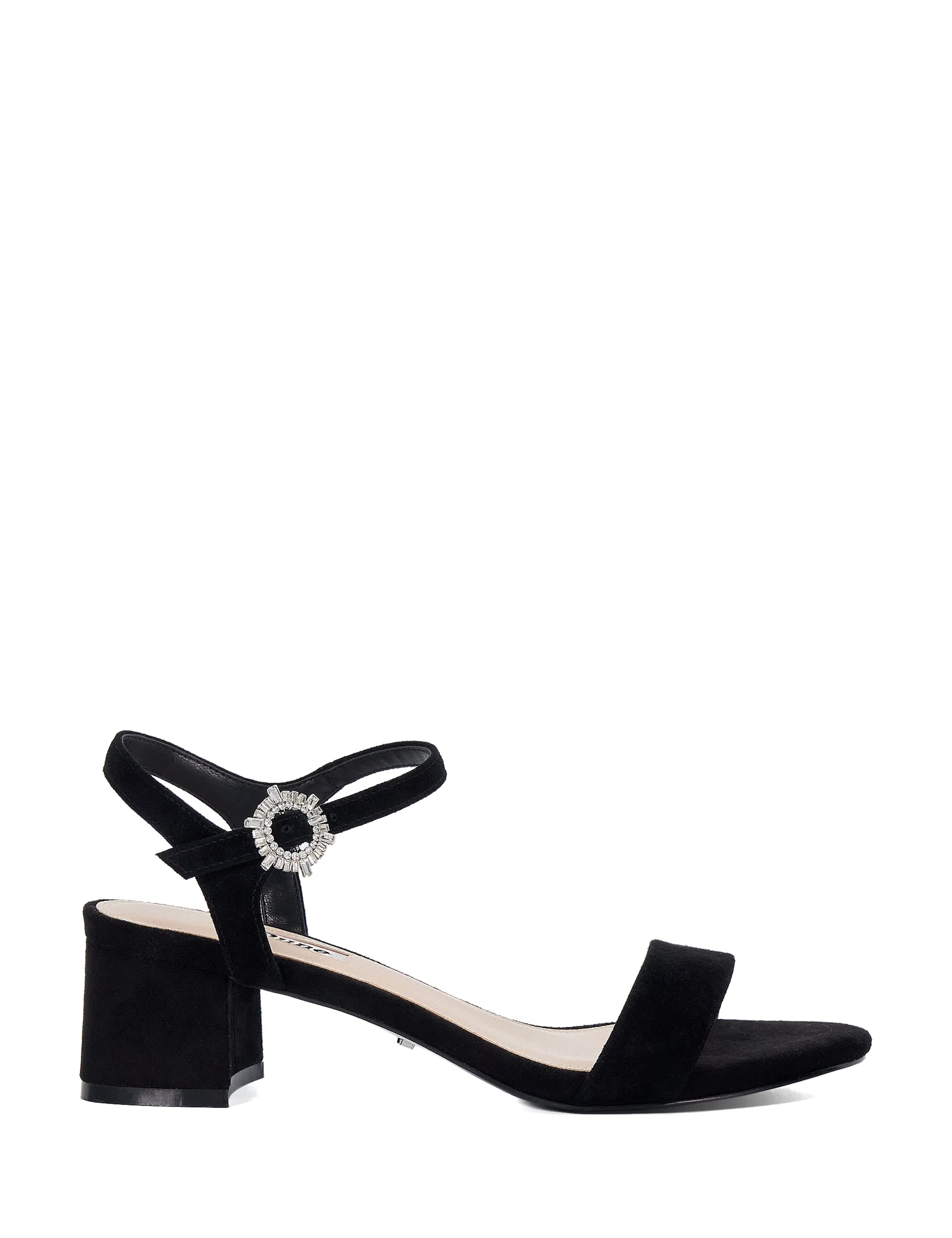 Dune London Women's Suede Ankle Strap Block Heel Sandals - 5 - Black, Black