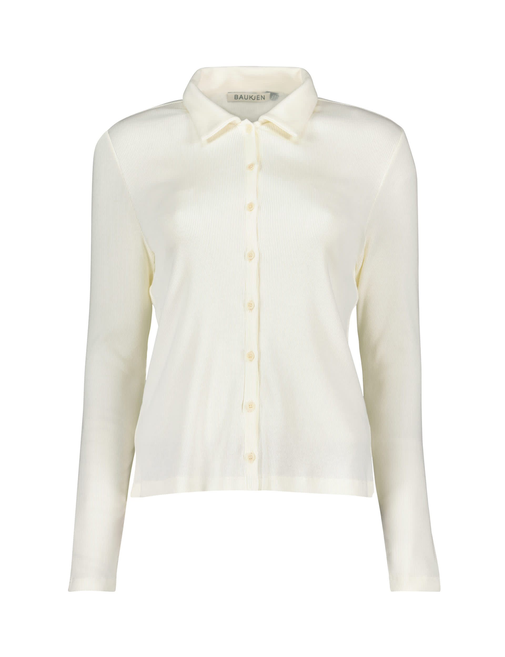 Baukjen Women's Pure Cotton Ribbed Shirt - 18 - Light Cream, Navy,Light Cream