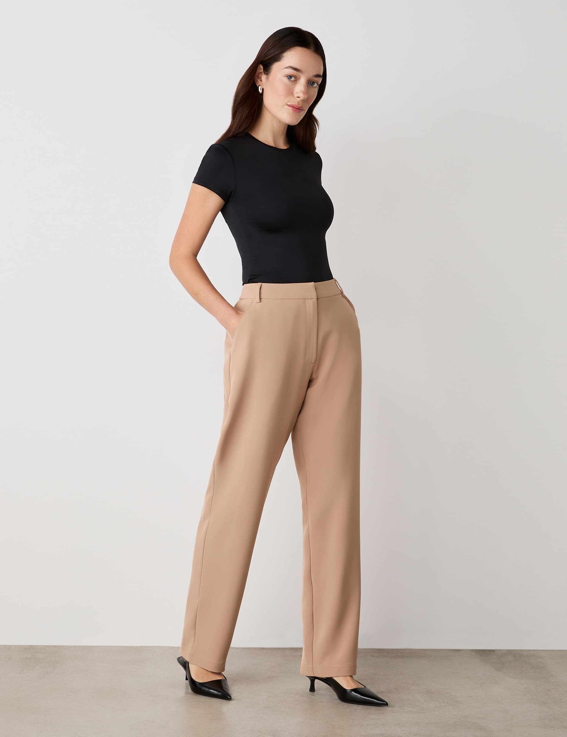 Finery London Women's Straight Leg Trousers - 16SHT - Camel, Camel,Black,Navy