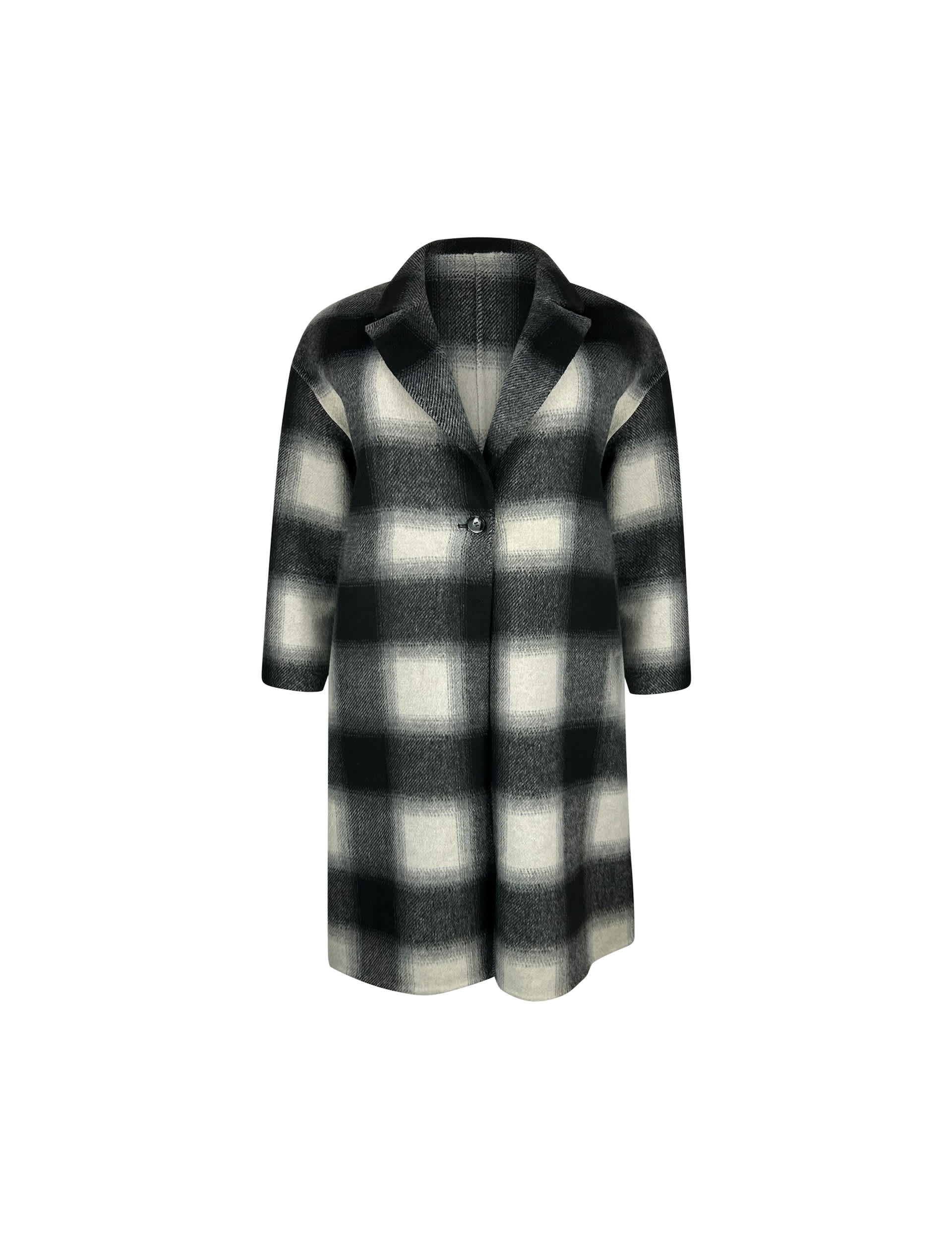 Live Unlimited London Women's Checked Peacoat with Wool - 20 - Grey Mix, Grey Mix