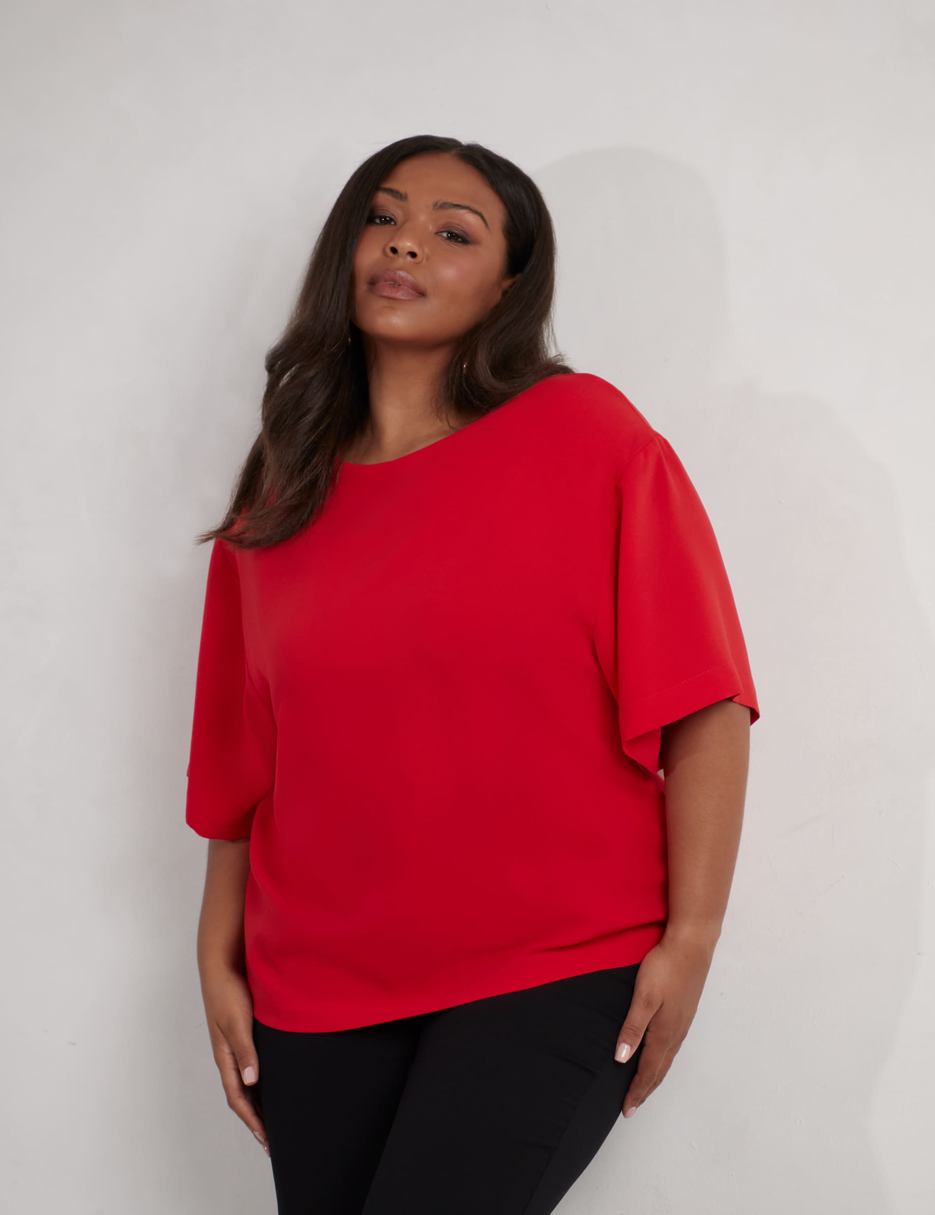 Live Unlimited London Women's Crepe T-Shirt - 22 - Red, Red