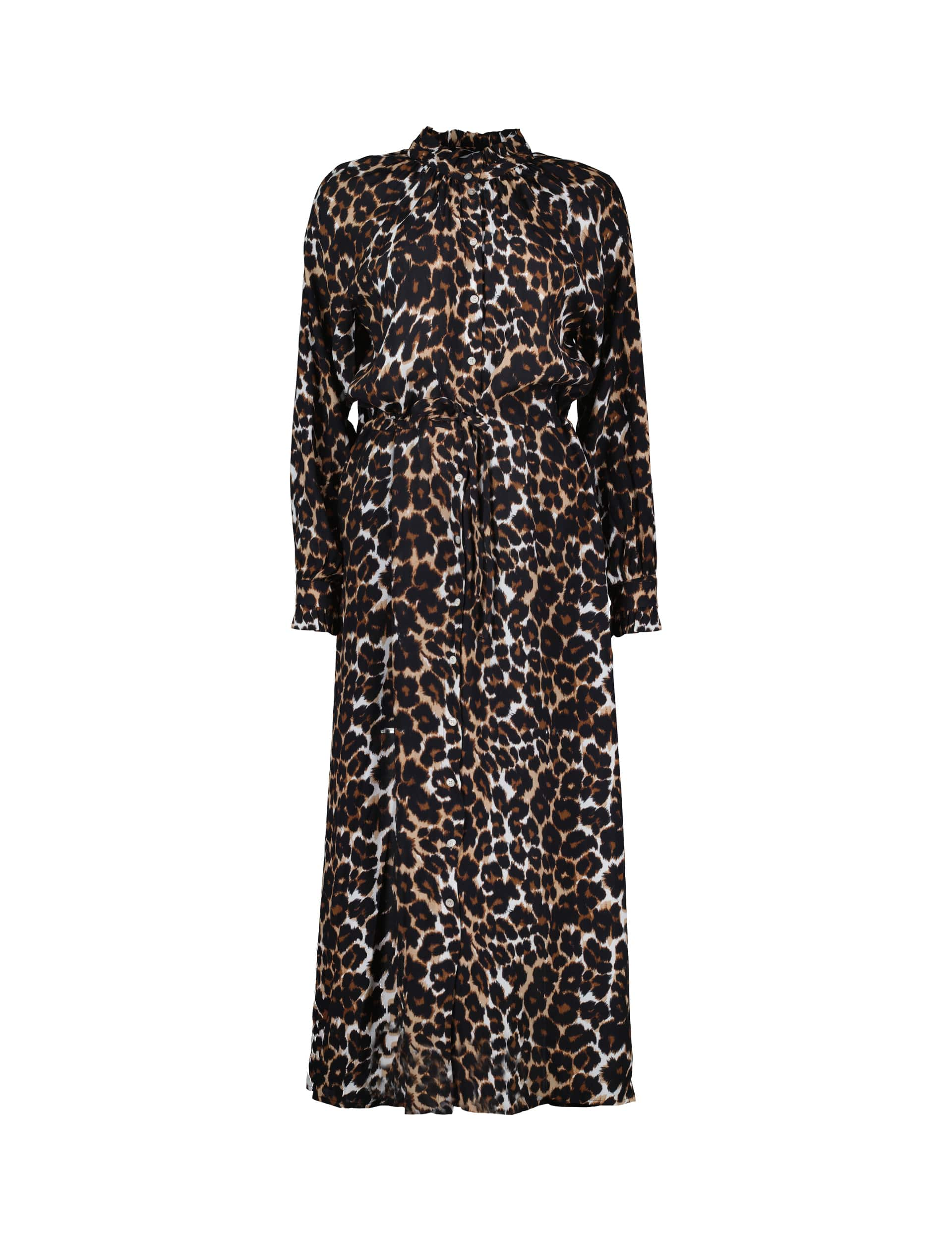 Baukjen Women's Leopard Print Midi Shirt Dress - 14 - Brown Mix, Brown Mix