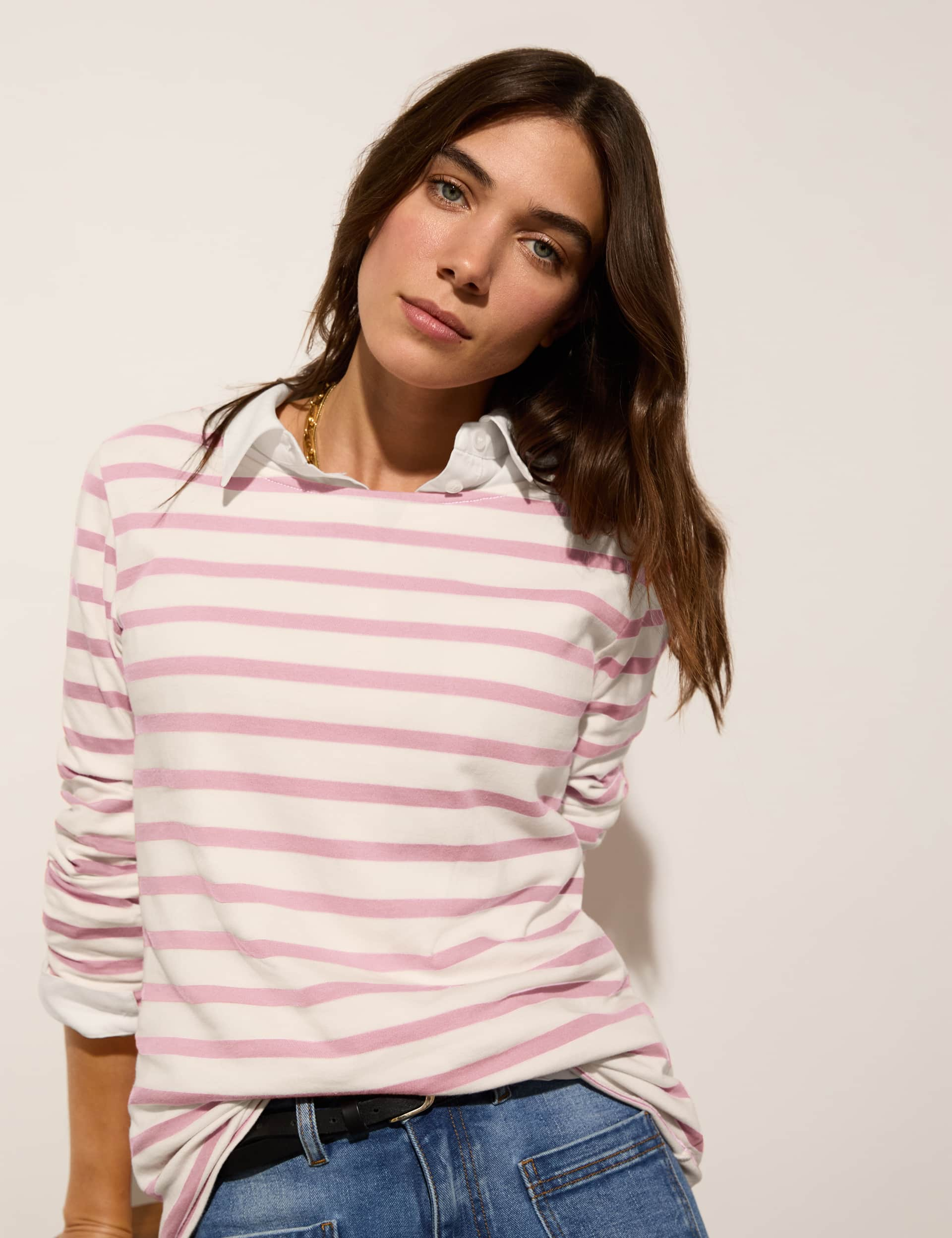 Baukjen Women's Pure Cotton Striped Top - 18 - Light Pink Mix, Light Pink Mix