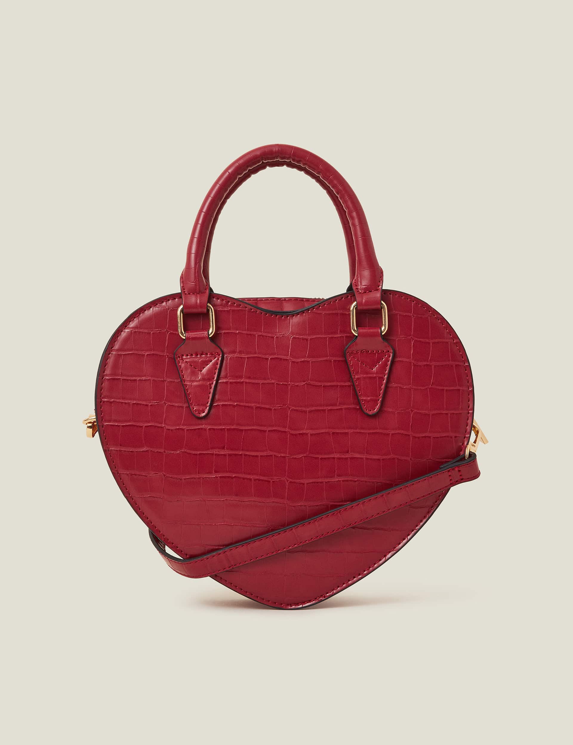 Accessorize Women's Faux Leather Heart Top Handle Cross Body Bag