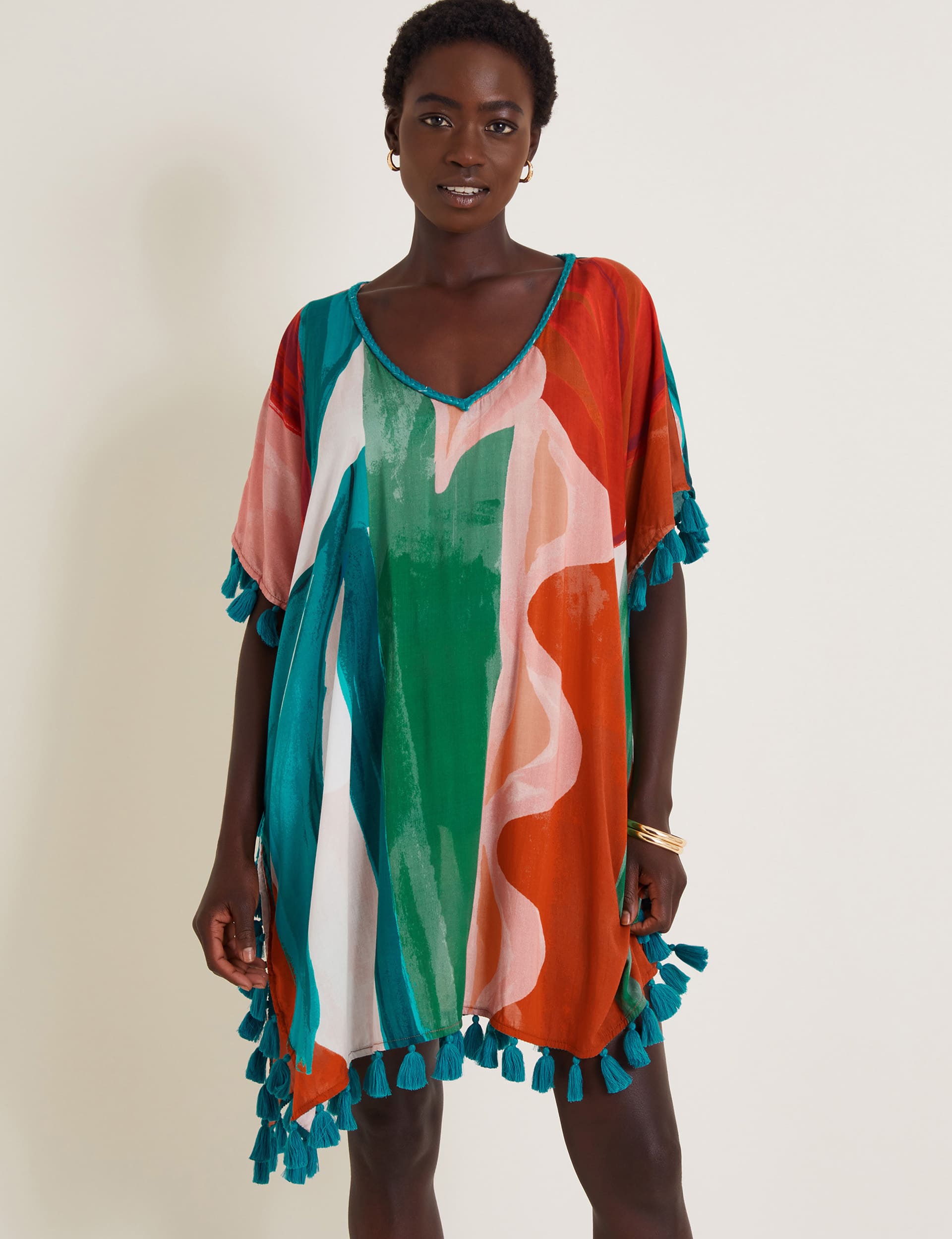 Monsoon Women's Colour Block V-Neck Kaftan Beach Dress