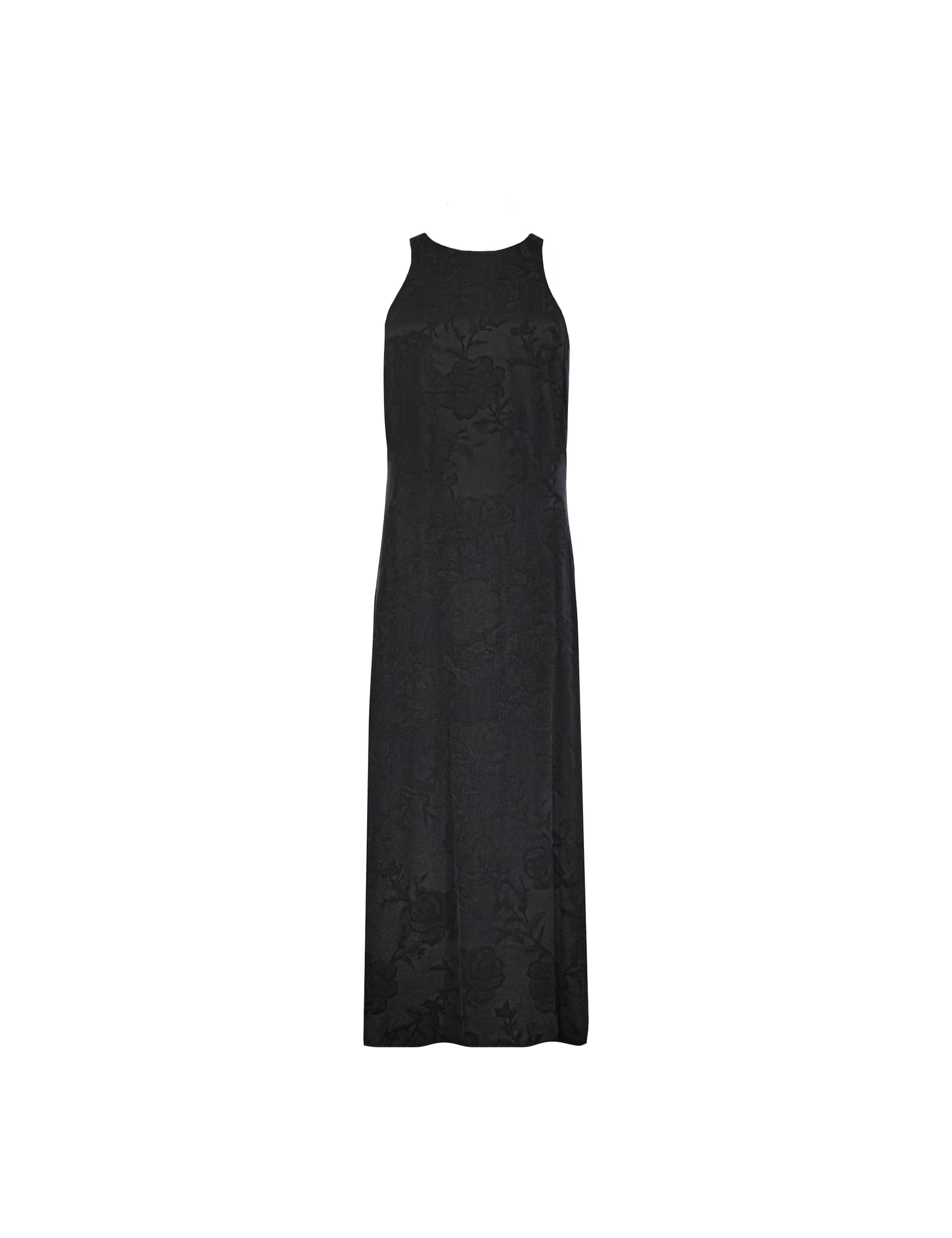 Ro&Zo Women's Cupro Rich Floral Crew Neck Maxi Column Dress - 18REG - Black, Black