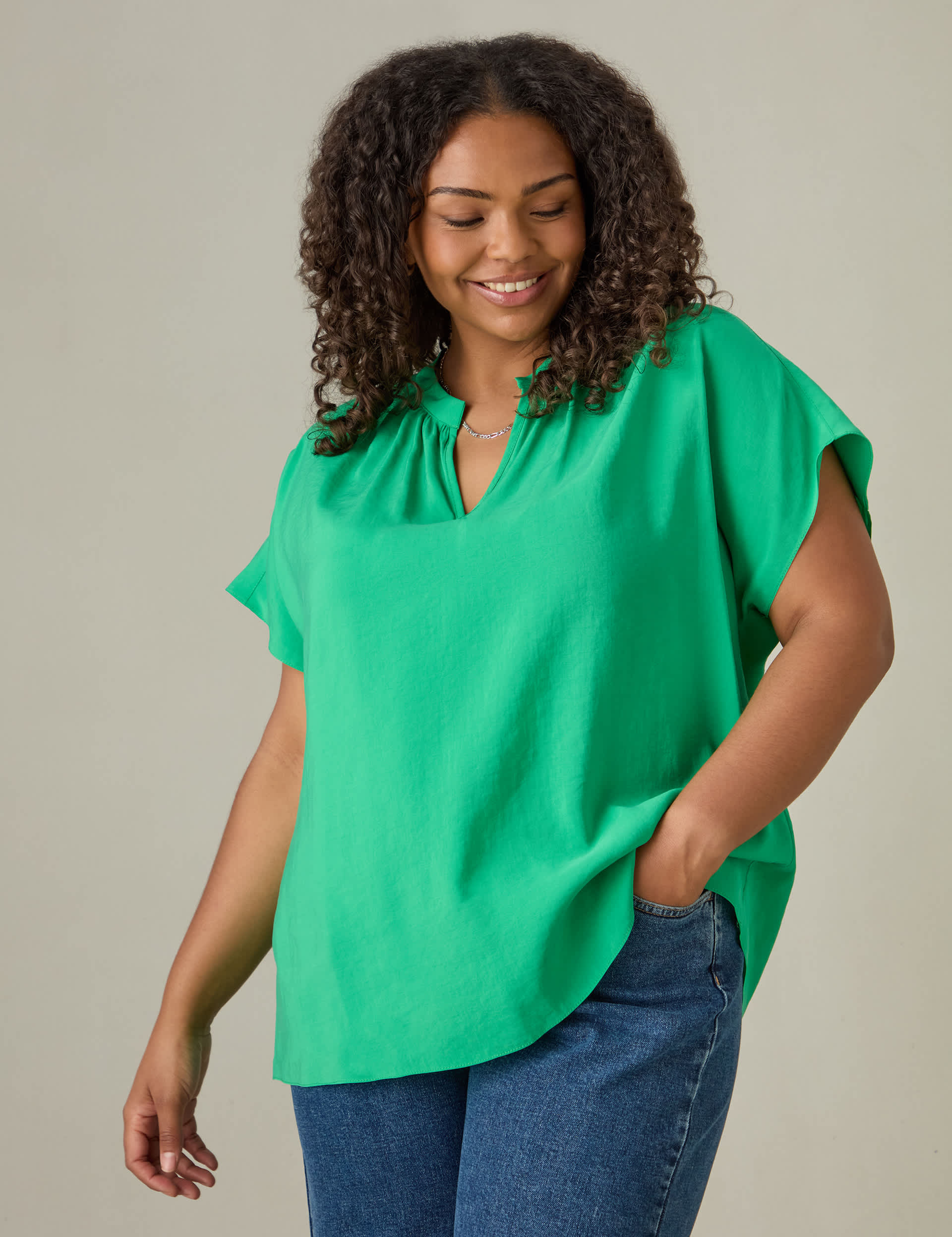 Live Unlimited London Women's Modal Rich High Neck Top - 18 - Green, Green