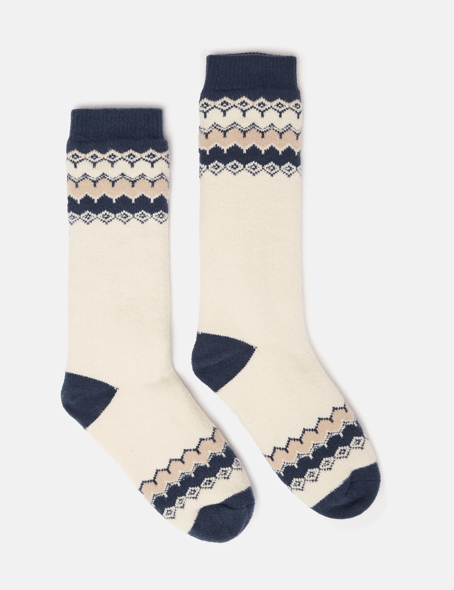 Joules Women's Fair Isle Ankle High Socks - Cream Mix, Cream Mix,Blue Mix