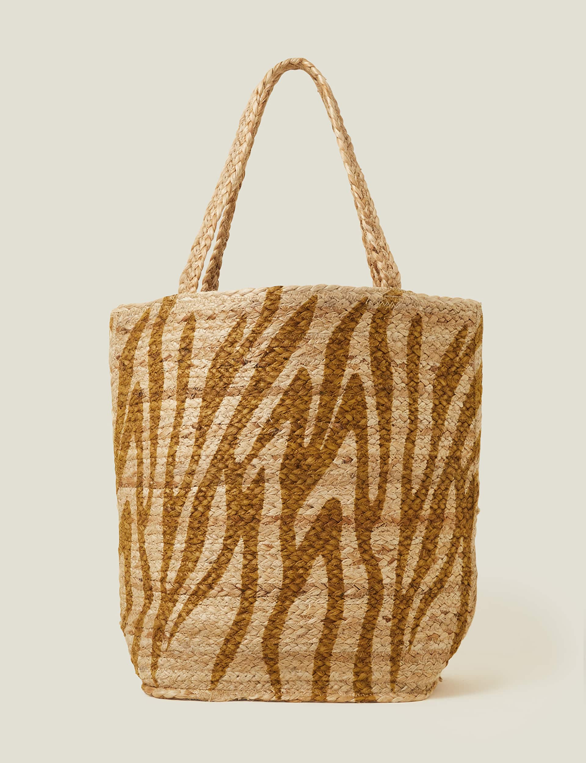 Accessorize Women's Jute Zebra Shopper - Natural, Natural