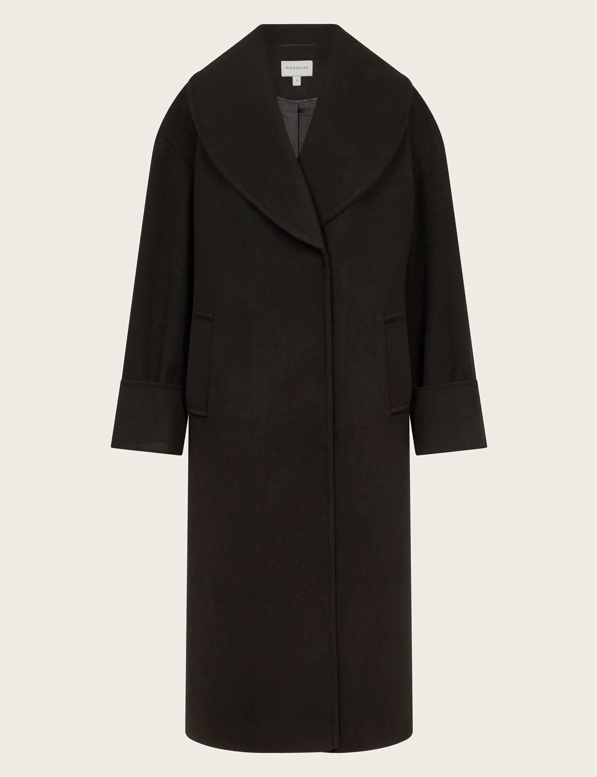 Monsoon Women's Shawl Collar Wrap Coat - Black, Black