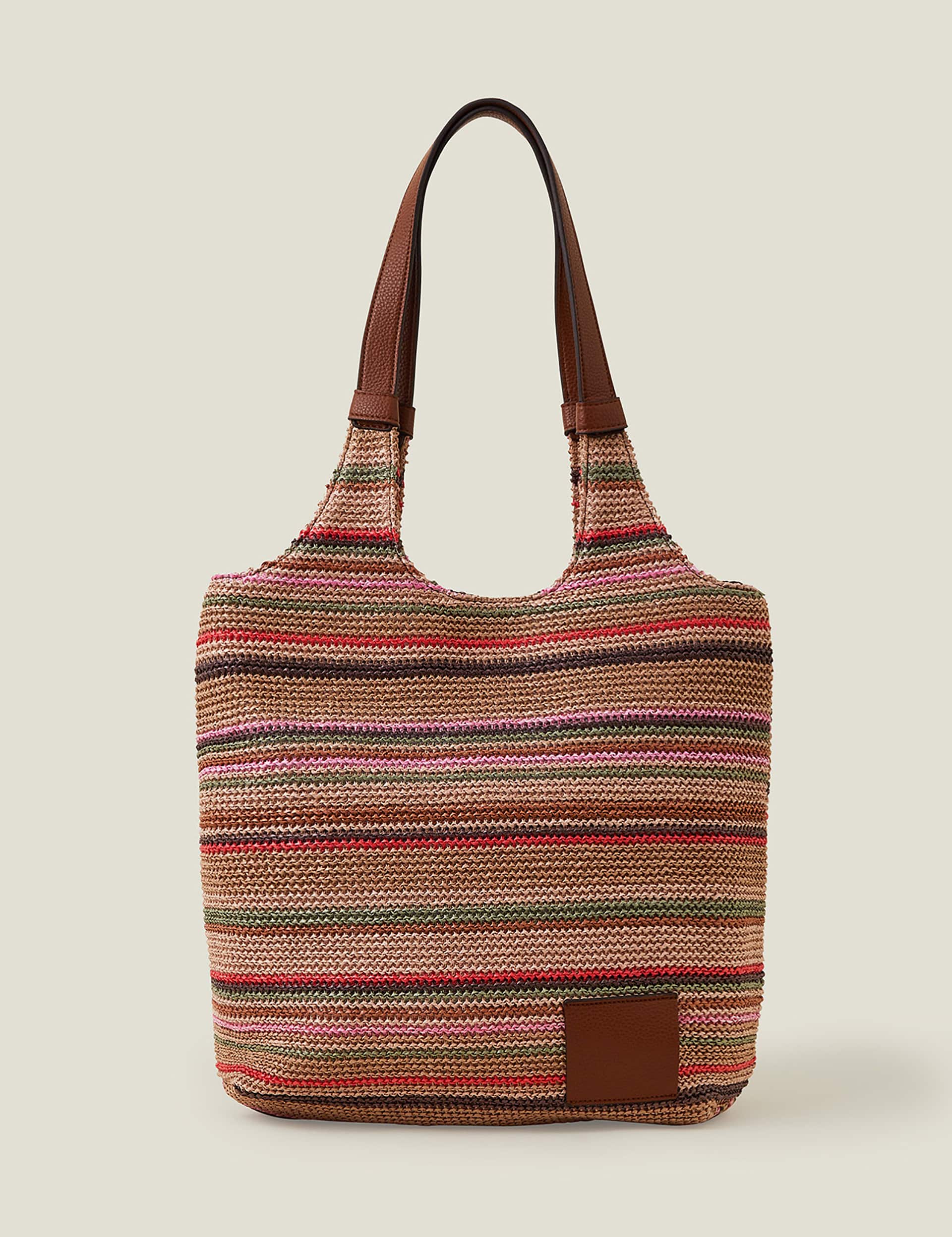 Accessorize Women's Raffia Striped Shoulder Bag