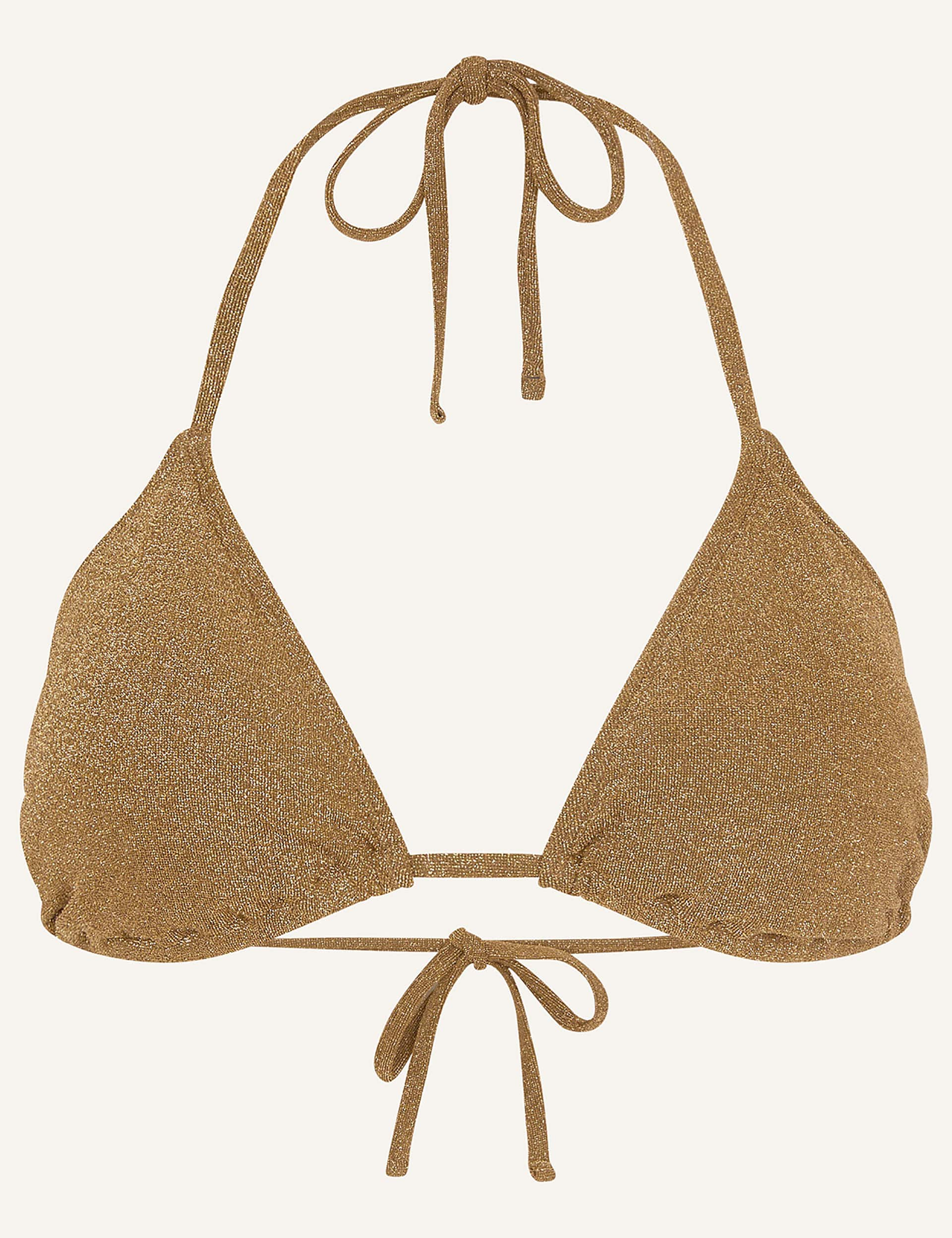 Accessorize Women's Sparkle Halterneck Bikini Top - 20 - Gold, Gold