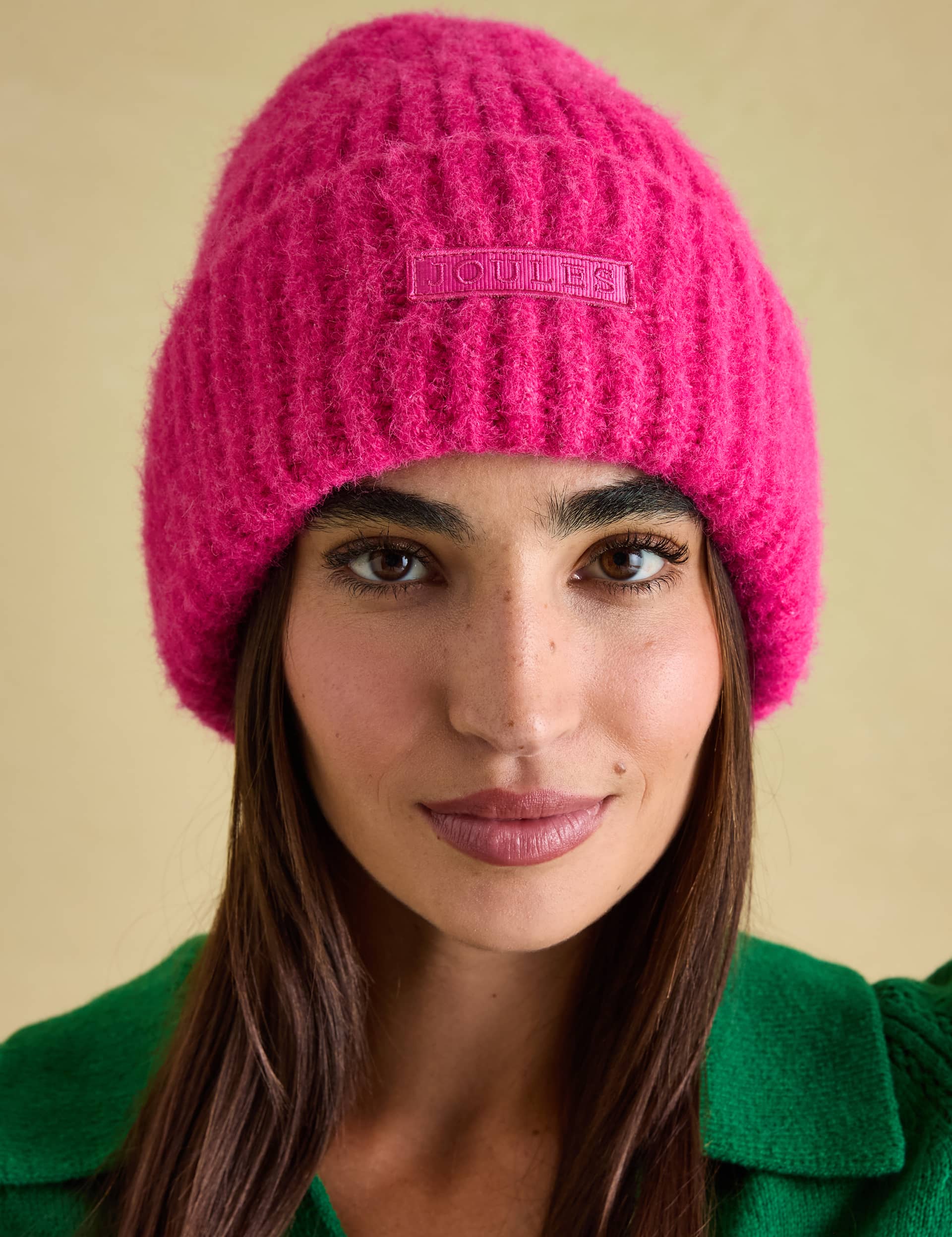 Joules Women's Knitted Turn Up Beanie Hat - Pink, Pink