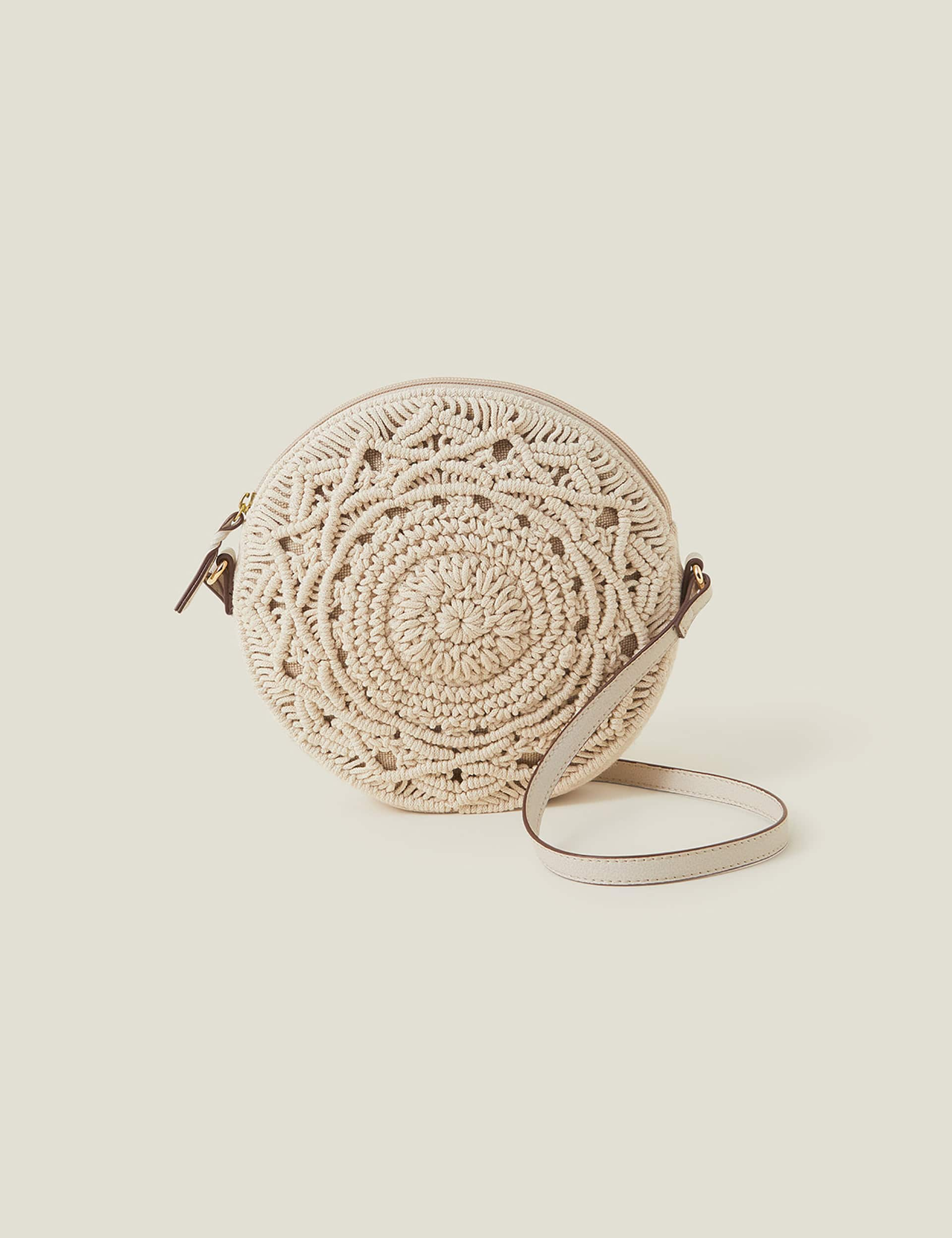 Accessorize Women's Macrame Circle Cross Body Bag - Cream, Cream