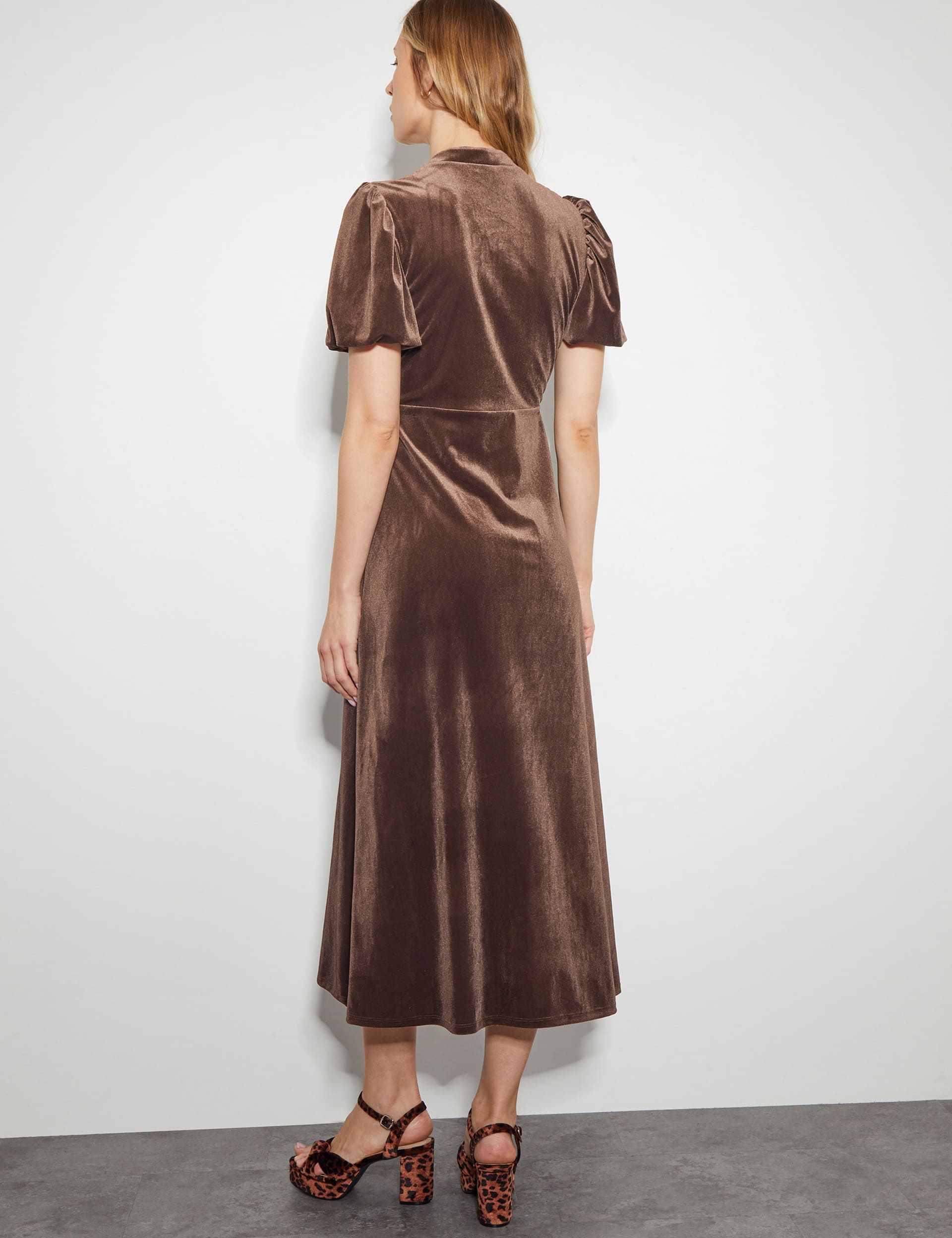 Monsoon Women's Velvet V-Neck Maxi Shift Dress - 22 - Brown, Brown