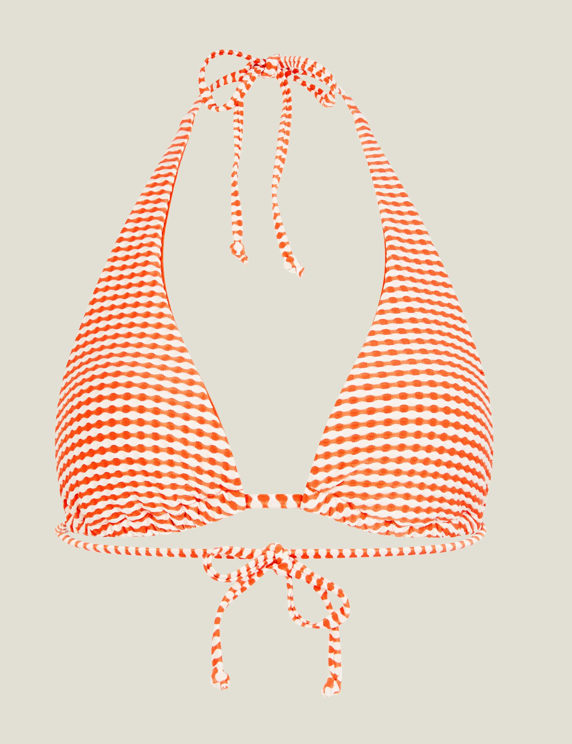 Accessorize Women's Striped Padded Triangle Bikini Top - 12 - Orange Mix, Orange Mix