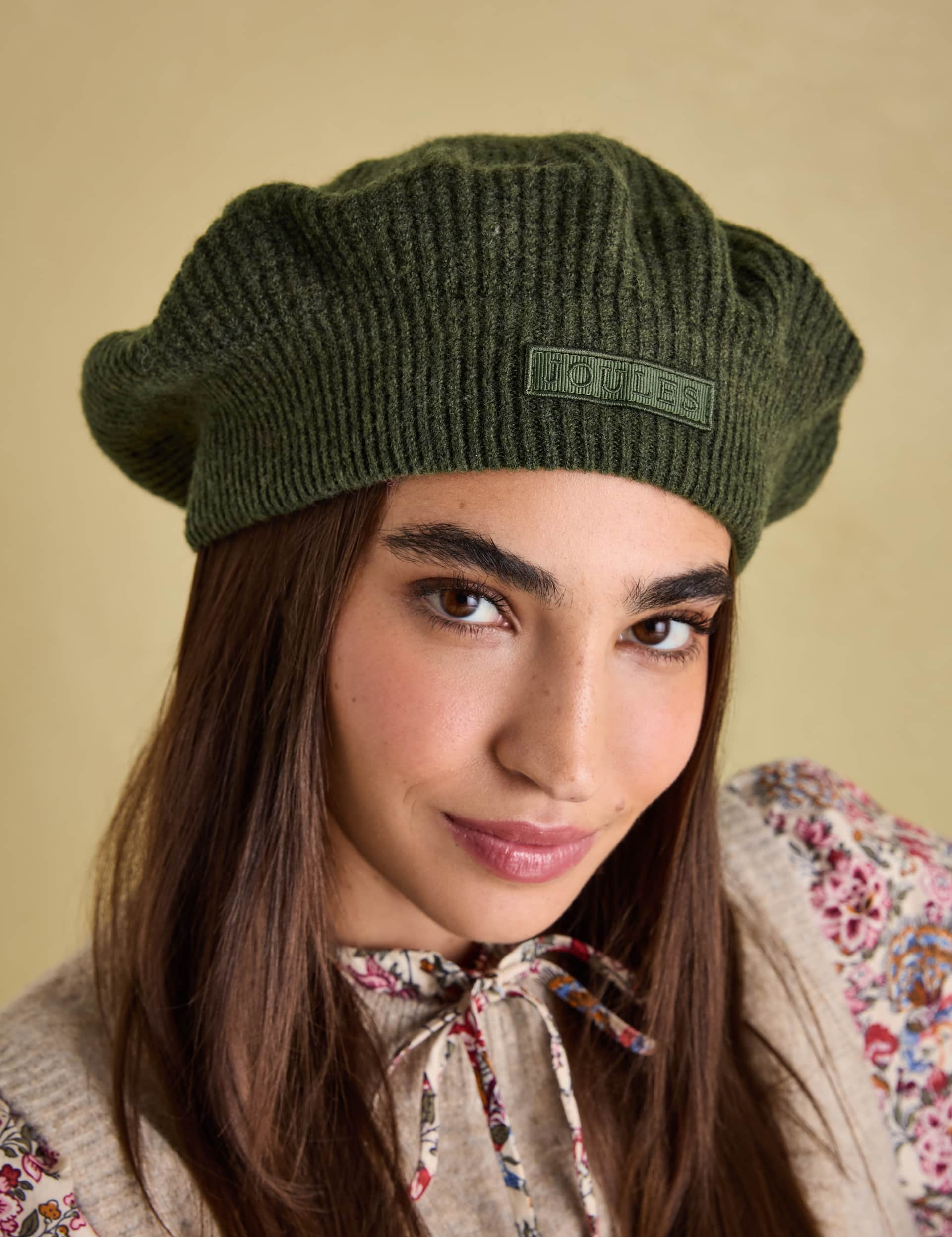 Joules Women's Knitted Rib Beret - Khaki, Khaki