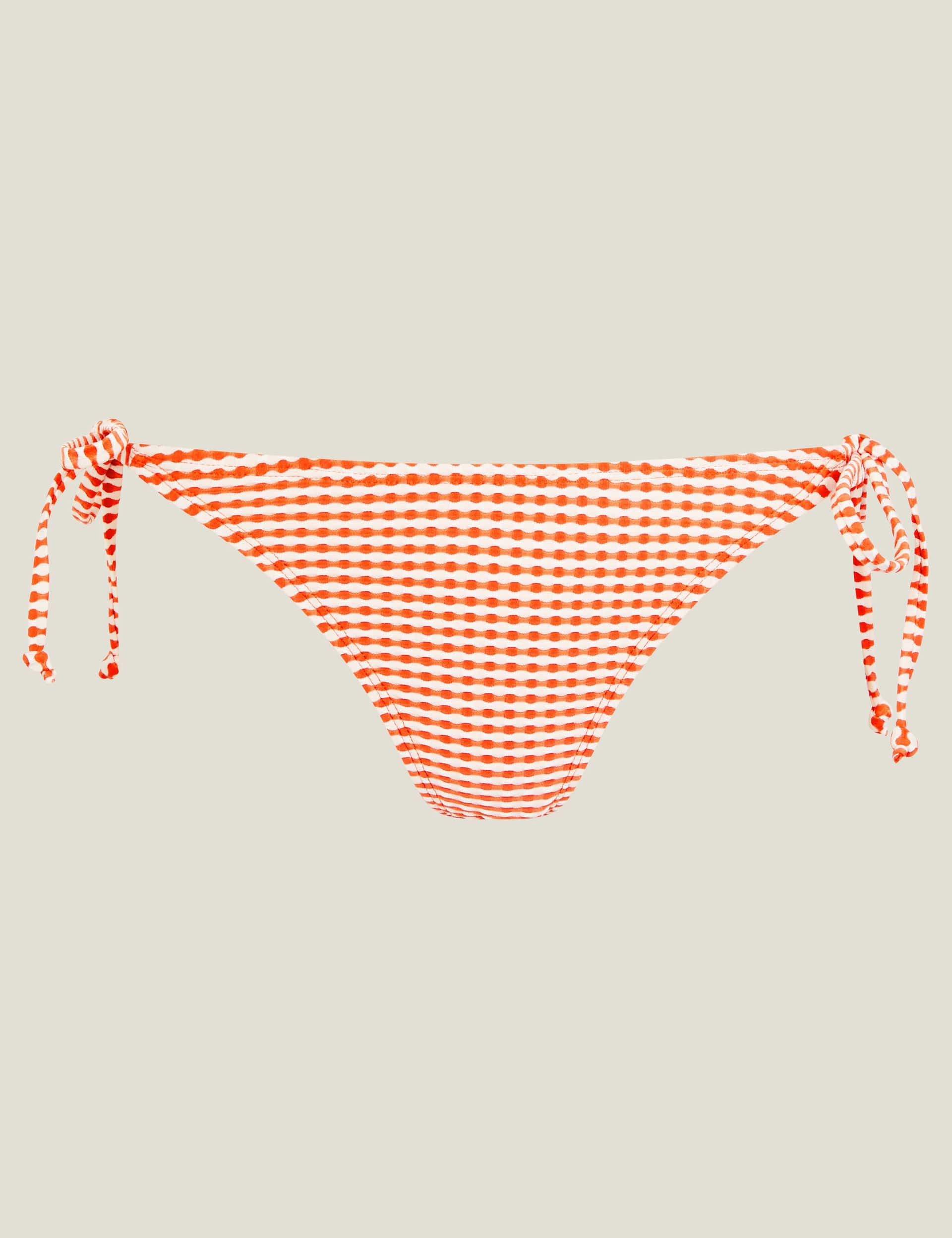 Accessorize Women's Striped Tie Side High Leg Bikini Bottoms - 20 - Orange Mix, Orange Mix