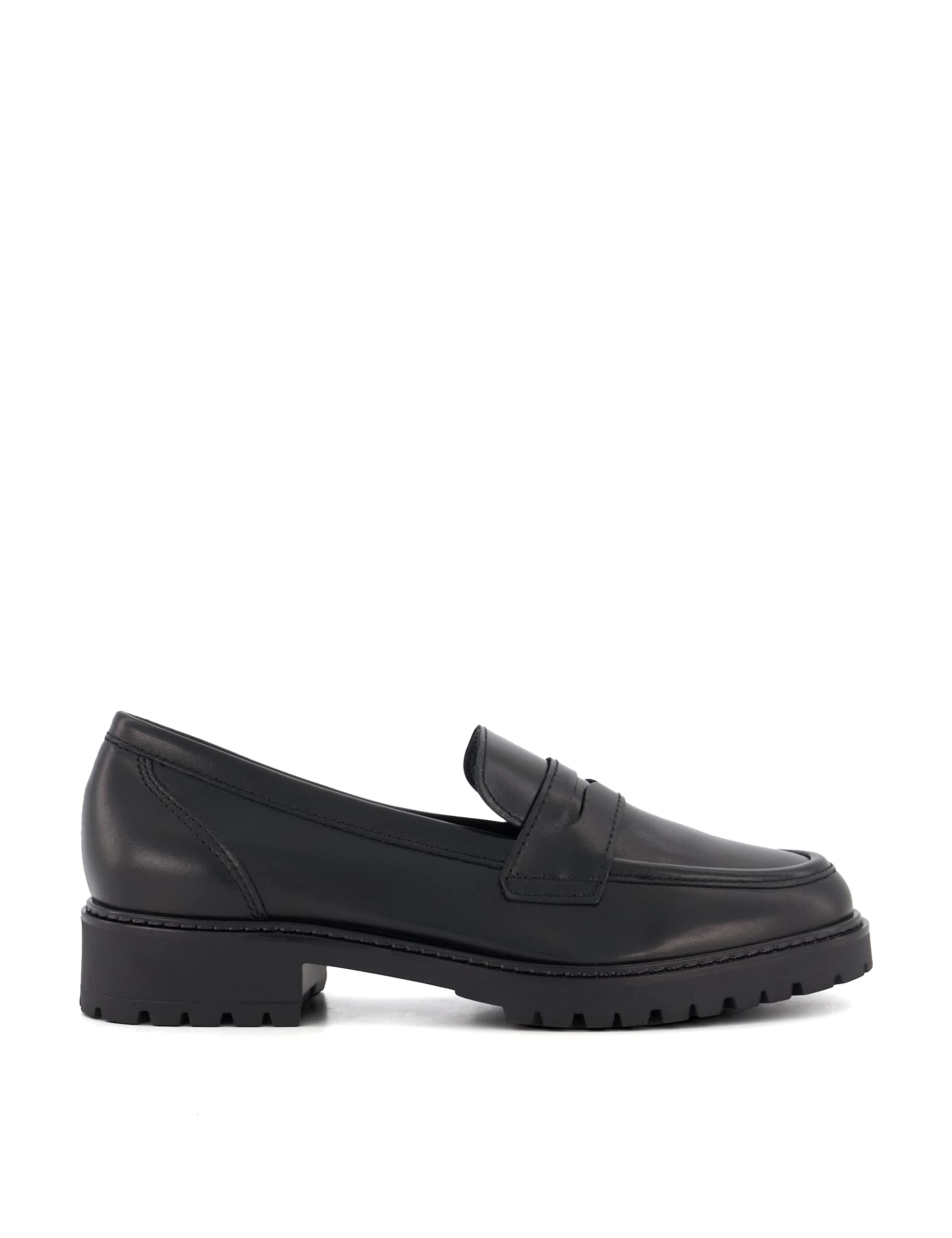 Dune London Women's Leather Slip On Loafers - 5 - Black, Black