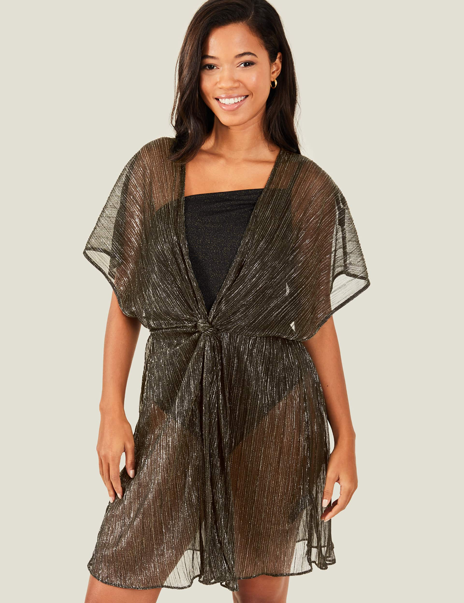 Accessorize Women's Sparkly V-Neck Mini Kaftan - Black, Black