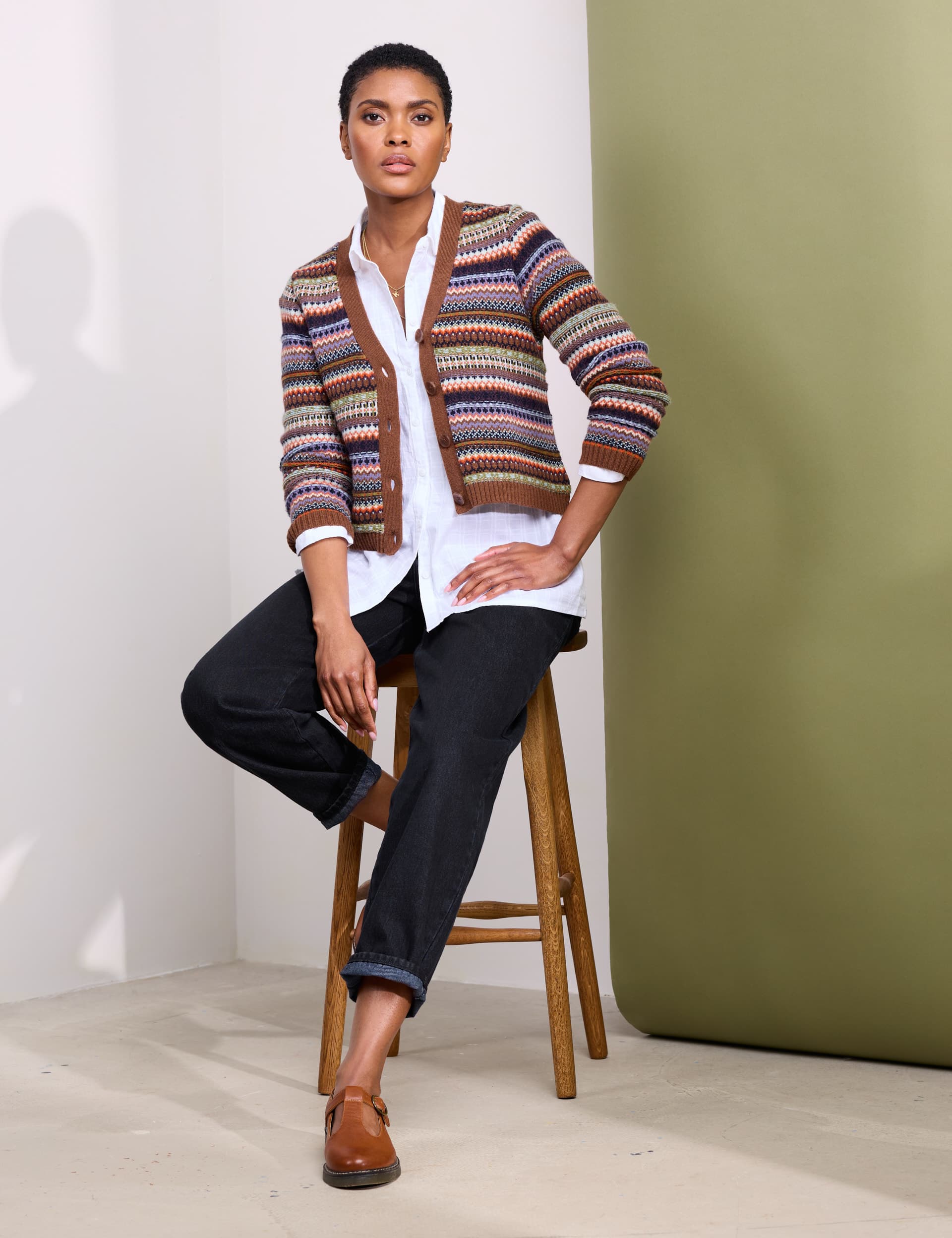 Seasalt Cornwall Women's Wool Rich Striped V-Neck Cardigan