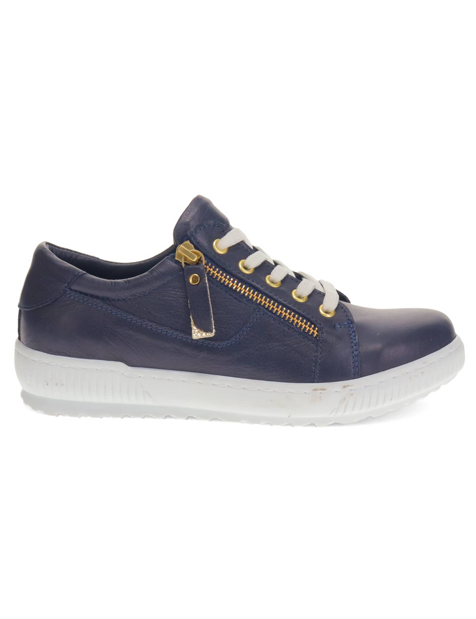 Jones Bootmaker Women's Wide Fit Leather Lace Up Trainers - 7 - Navy, Navy,White,Black,Stone