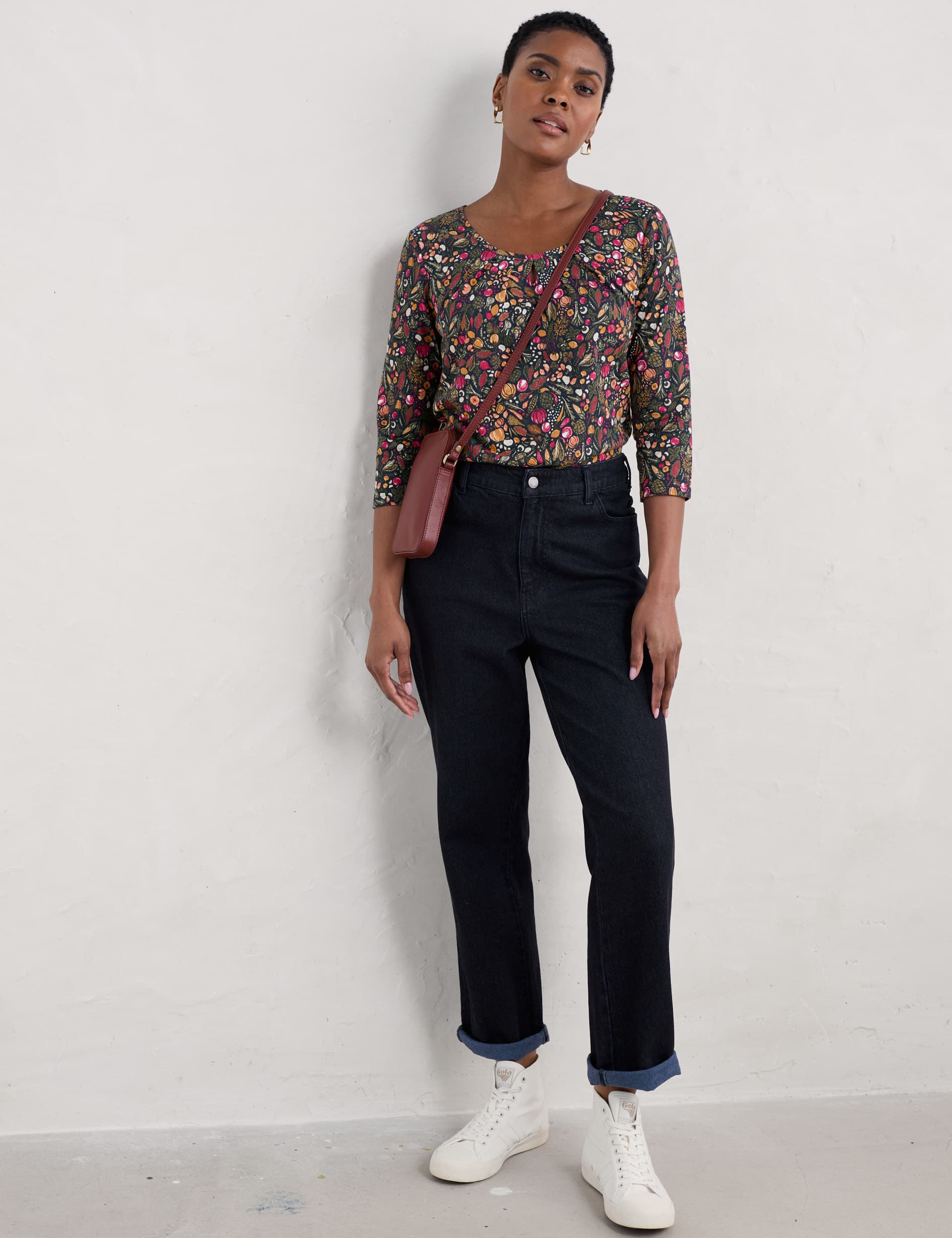 Seasalt Cornwall Women's Cotton Blend Printed Cutwork Detail Top